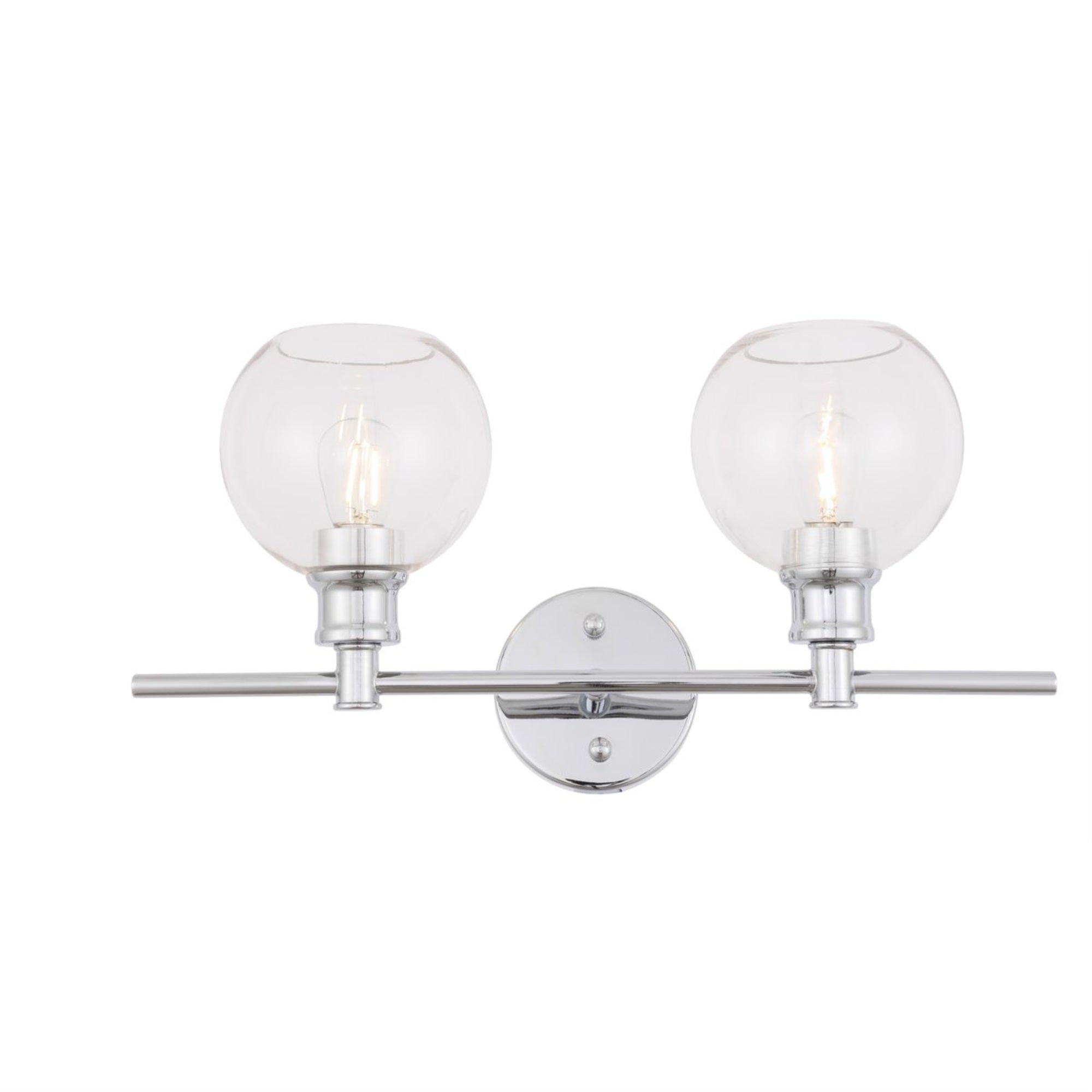 Living District 2-Light Wall Sconce, Chrome Metal, Clear Glass, Model LD2314C