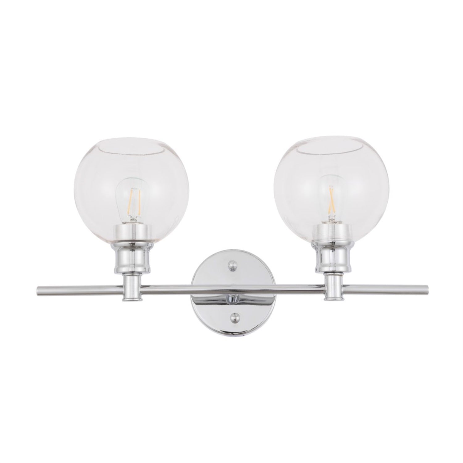 Living District Collier 2-Light Wall Sconce, Chrome & Clear Glass, Model LD2314C
