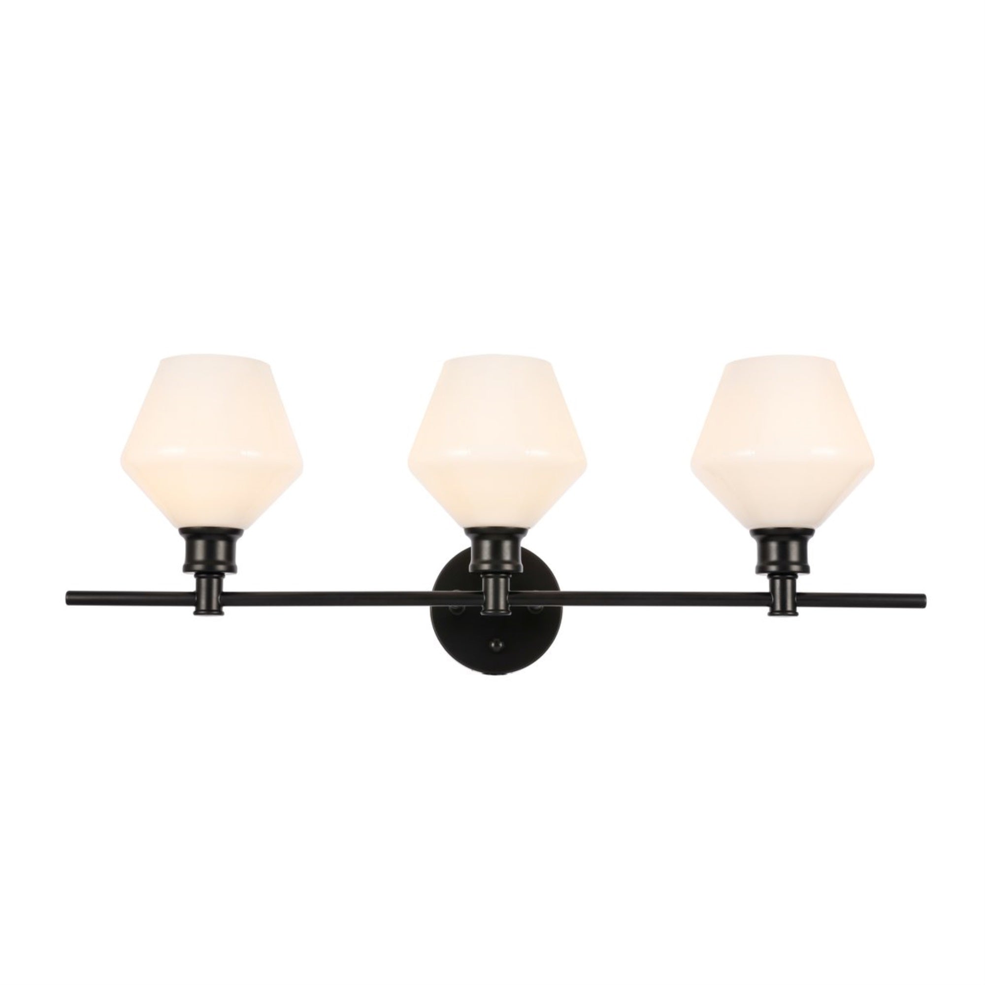 Living District Gene 3-Light Wall Sconce, Iron, Black & Frosted White Glass, Model LD2317BK
