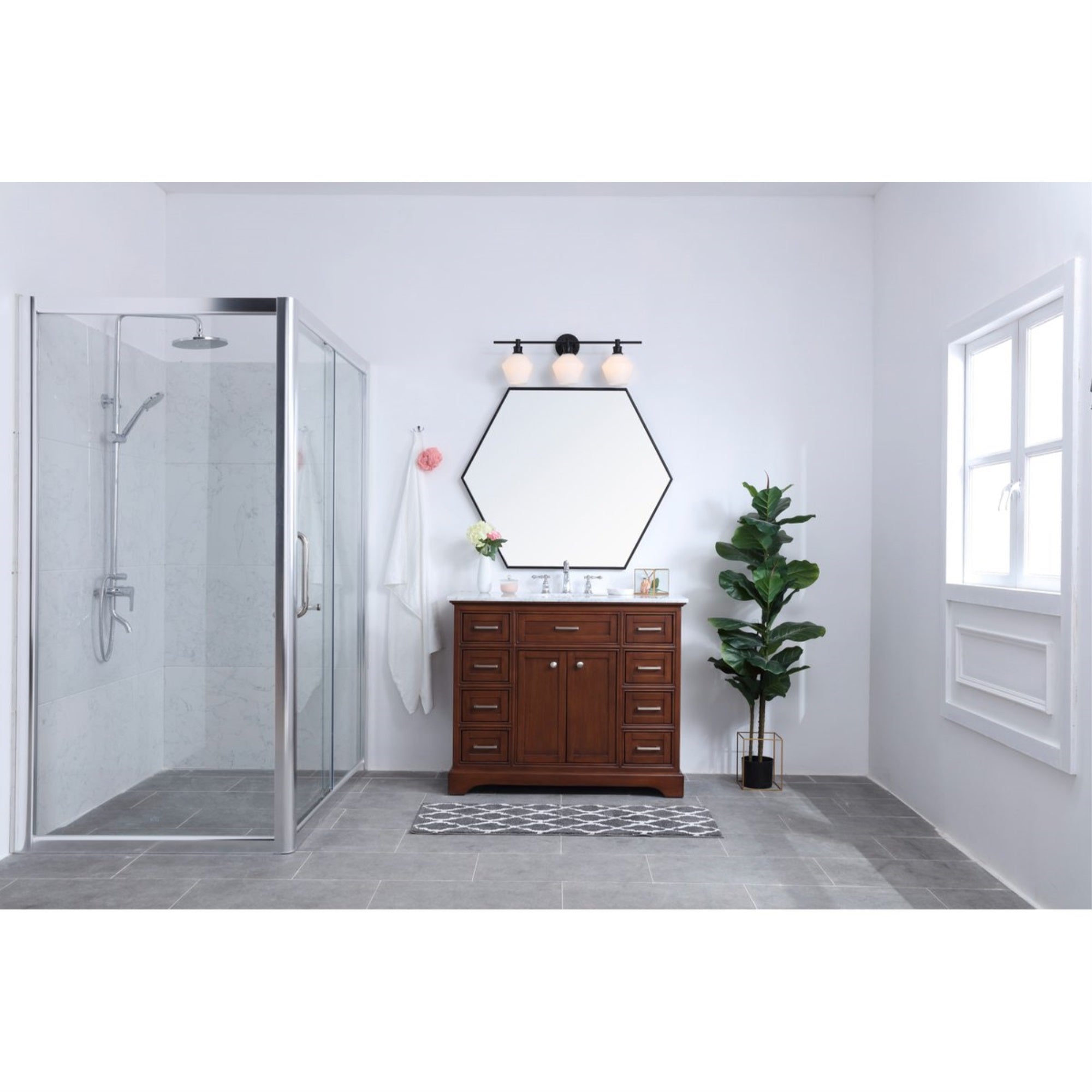 Living District Gene 3-Light Wall Sconce, Iron, Black & Frosted White Glass, Model LD2317BK