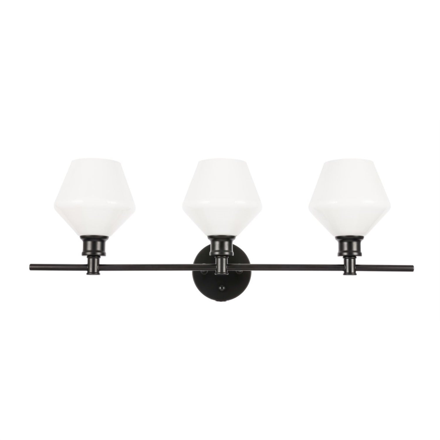Living District Gene 3-Light Wall Sconce, Iron, Black & Frosted White Glass, Model LD2317BK