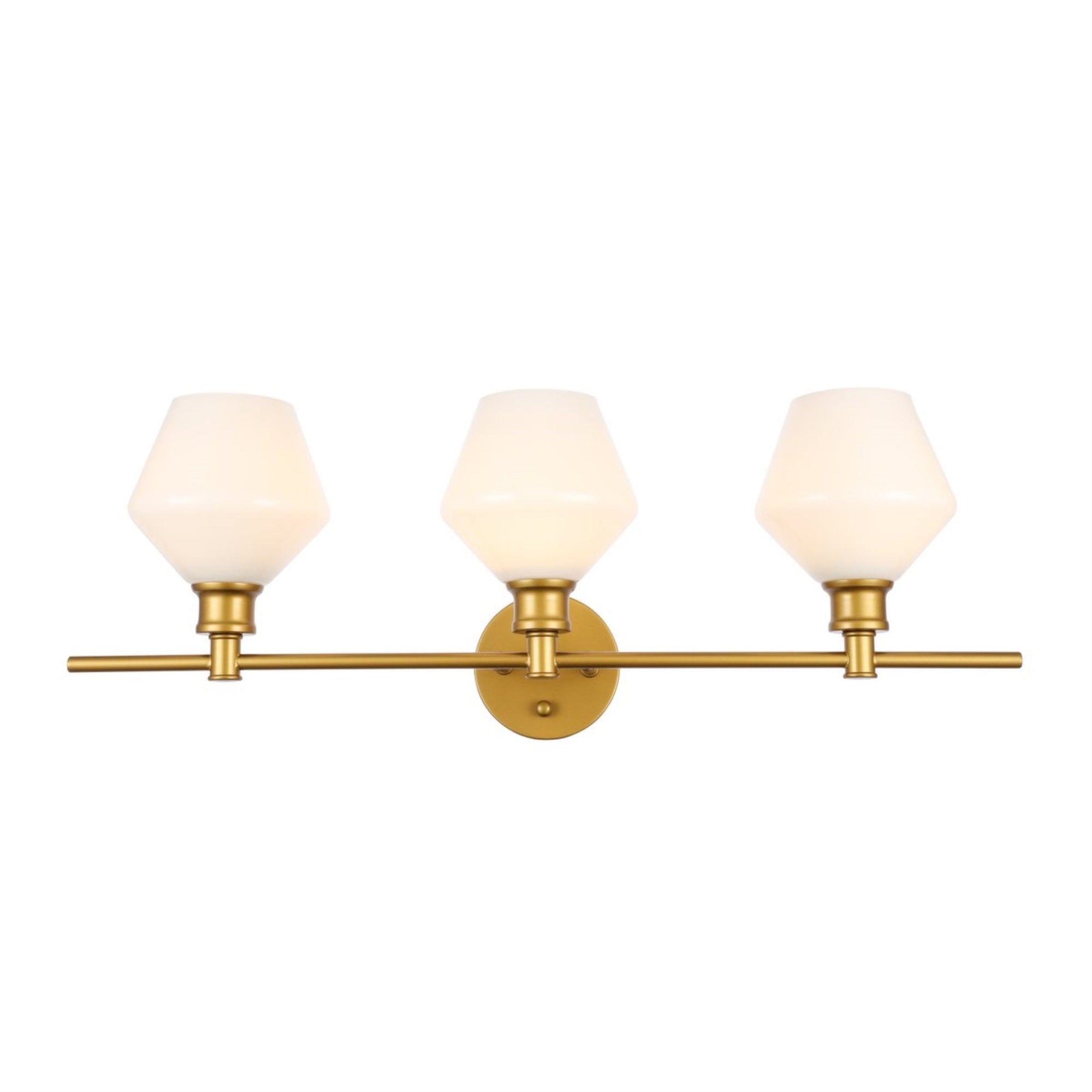 Living District Gene 3-Light Wall Sconce, Brass Finish, Frosted White Glass, Model LD2317BR