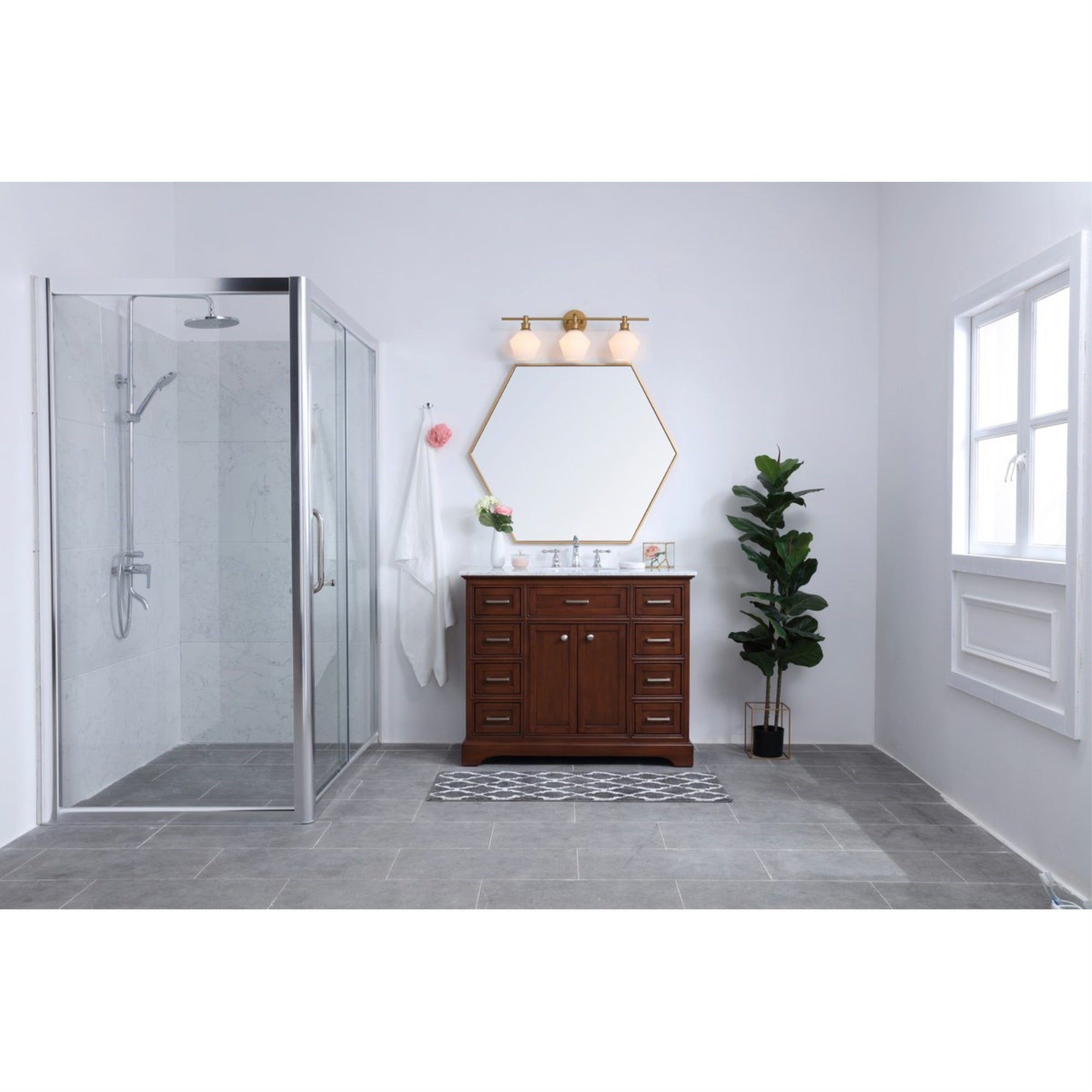 Living District Gene 3-Light Wall Sconce, Brass Finish, Frosted White Glass, Model LD2317BR