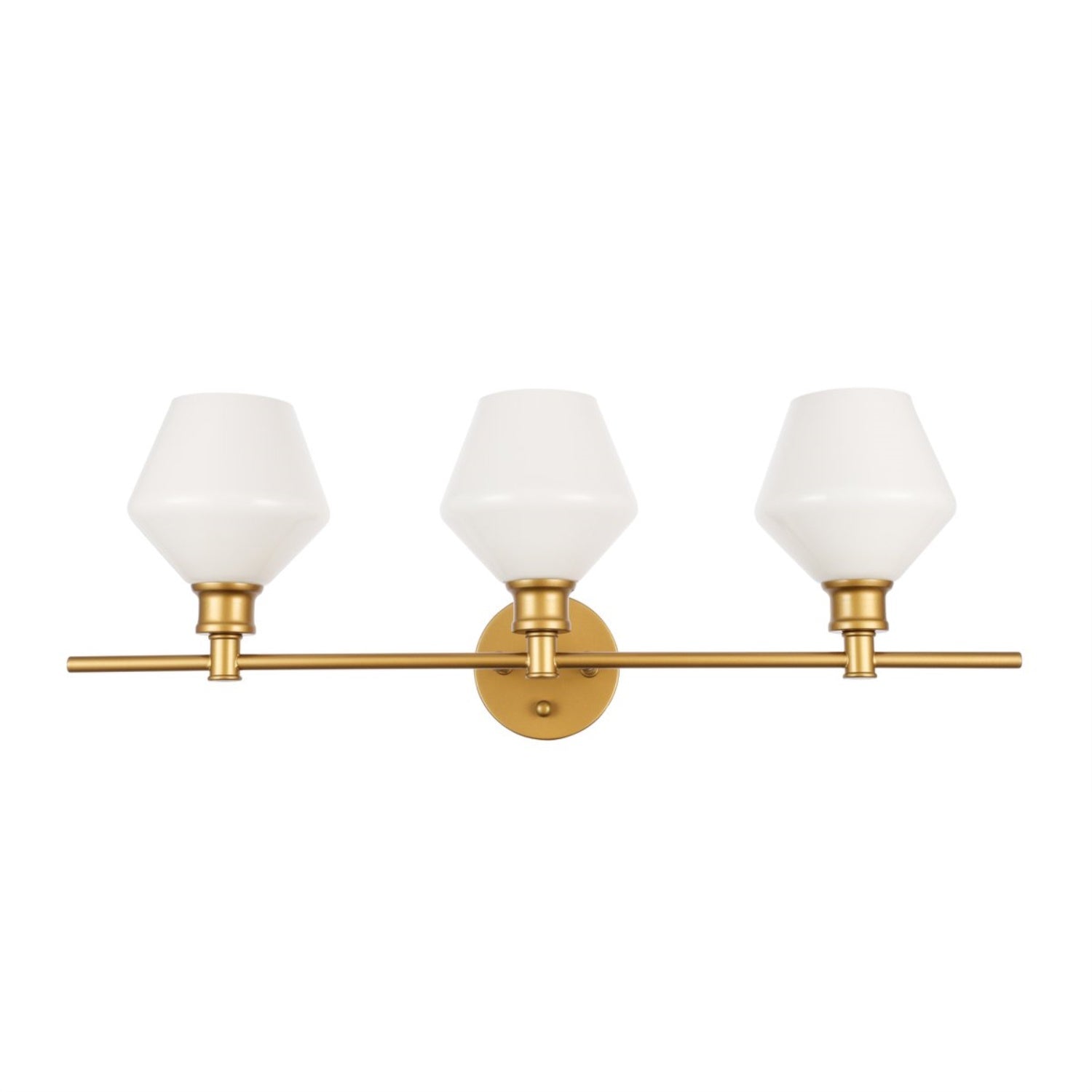 Living District Gene 3-Light Wall Sconce, Brass Finish, Frosted White Glass, Model LD2317BR