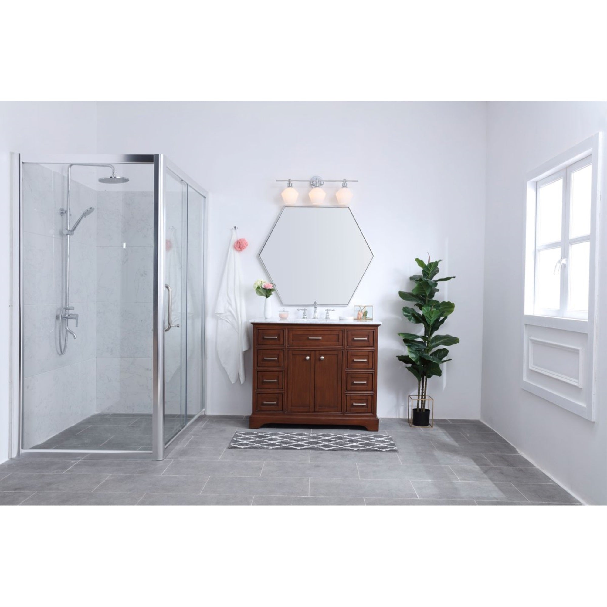 Living District Wall Sconce - 3 Light Entryway & Bathroom Light - Chrome & Frosted White Glass - Model LD2317C