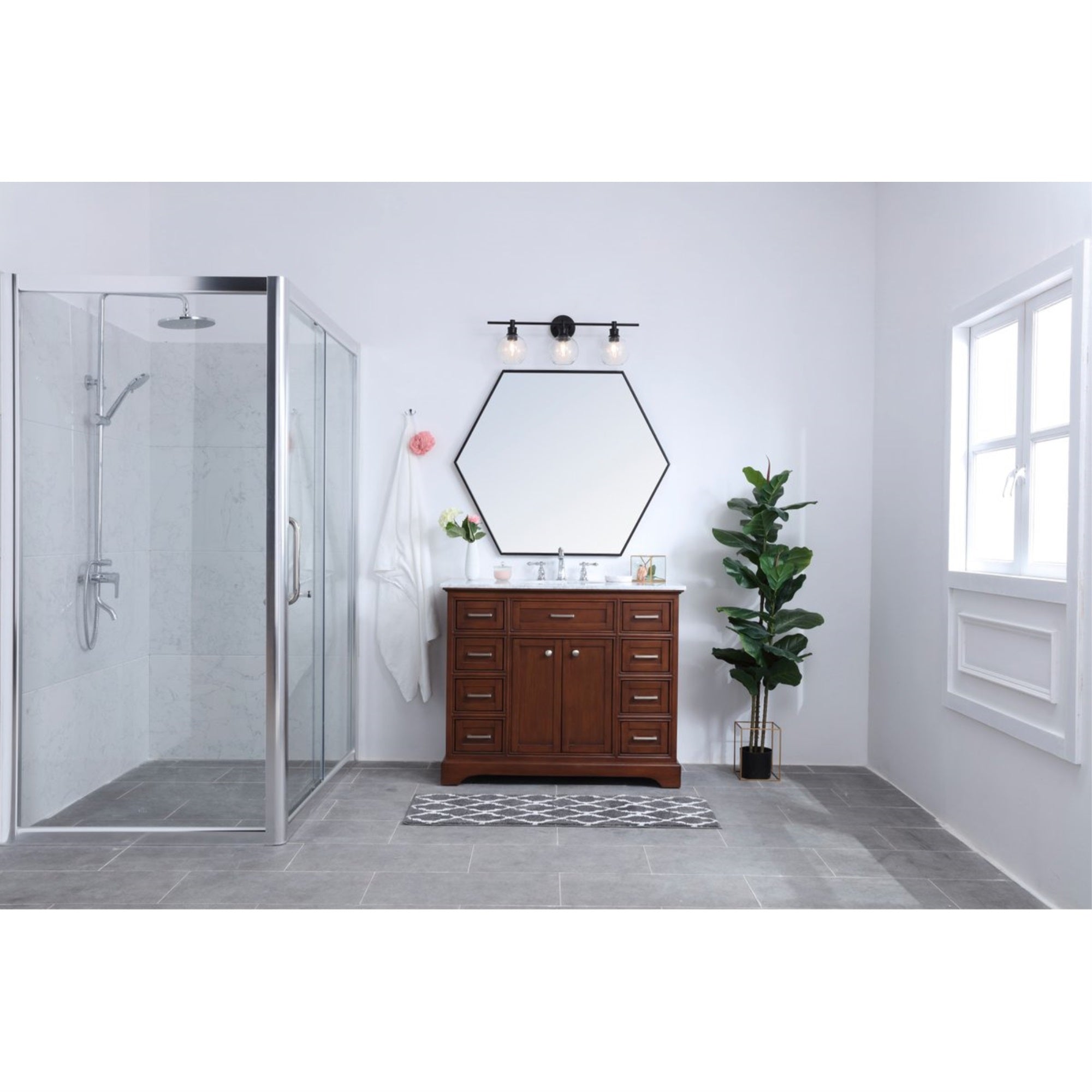 Living District 3-Light Wall Sconce, Industrial Mid-Century Modern, Black & Clear Glass, Model LD2318BK
