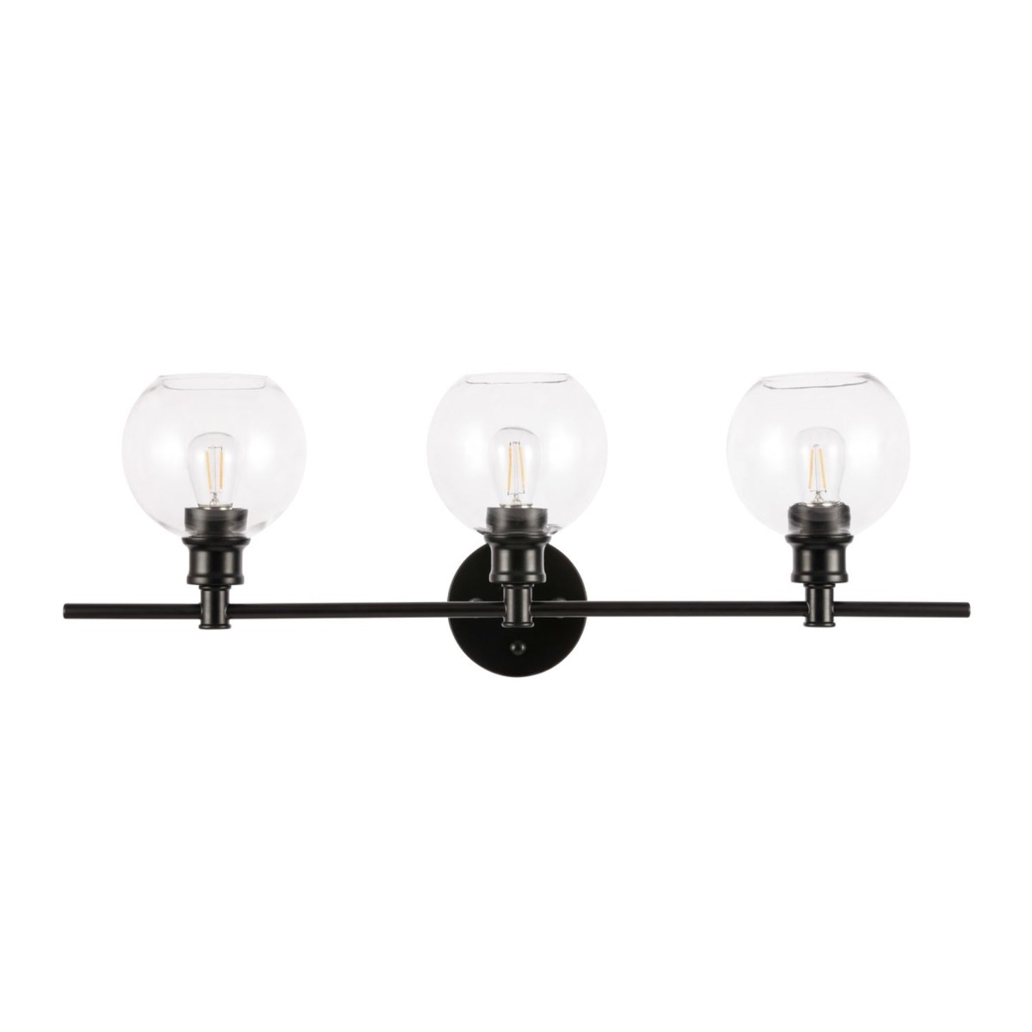 Living District 3-Light Wall Sconce, Industrial Mid-Century Modern, Black & Clear Glass, Model LD2318BK