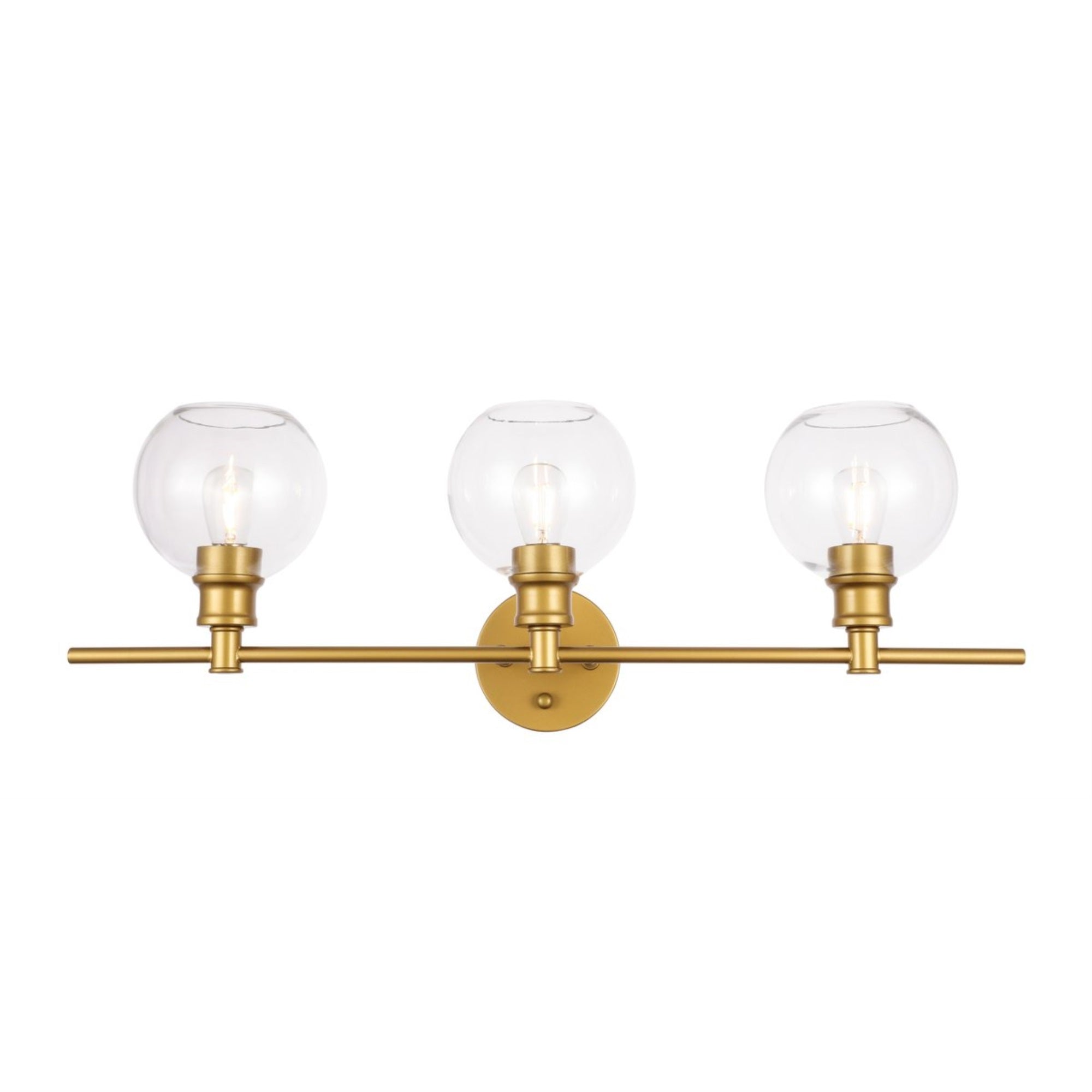 Elegant Lighting Living District Collier 3 Light Wall Sconce Iron Brass & Clear Glass LD2318BR