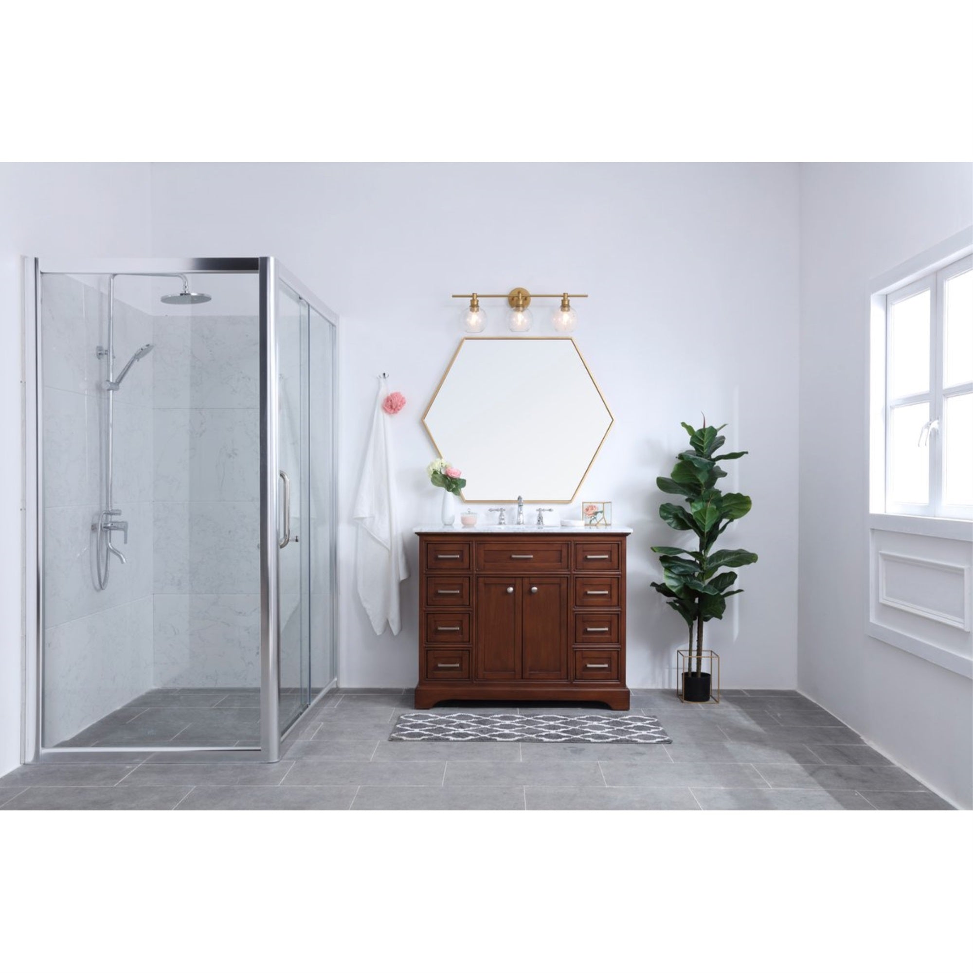 Elegant Lighting Living District Collier 3 Light Wall Sconce Iron Brass & Clear Glass LD2318BR
