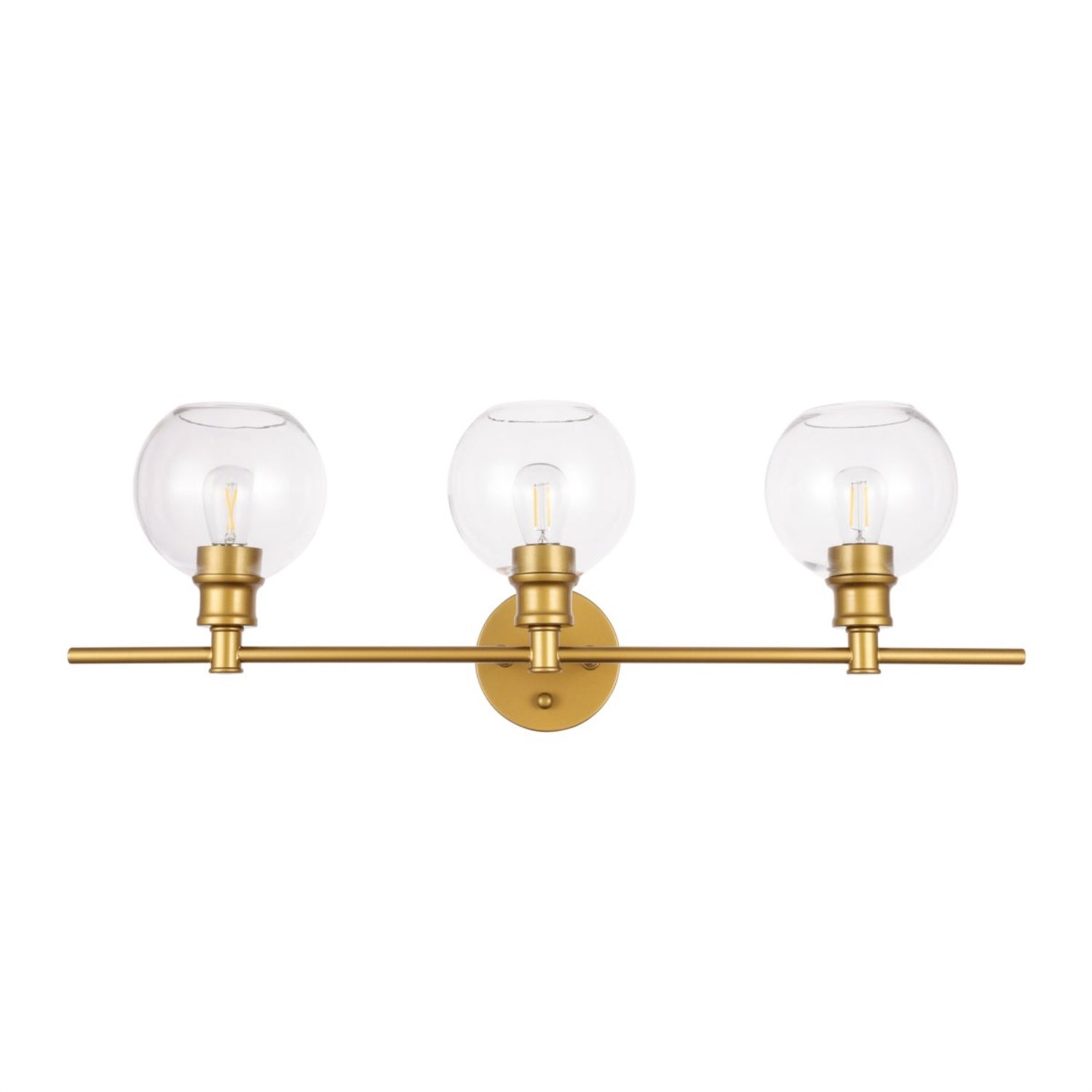 Elegant Lighting Living District Collier 3 Light Wall Sconce Iron Brass & Clear Glass LD2318BR
