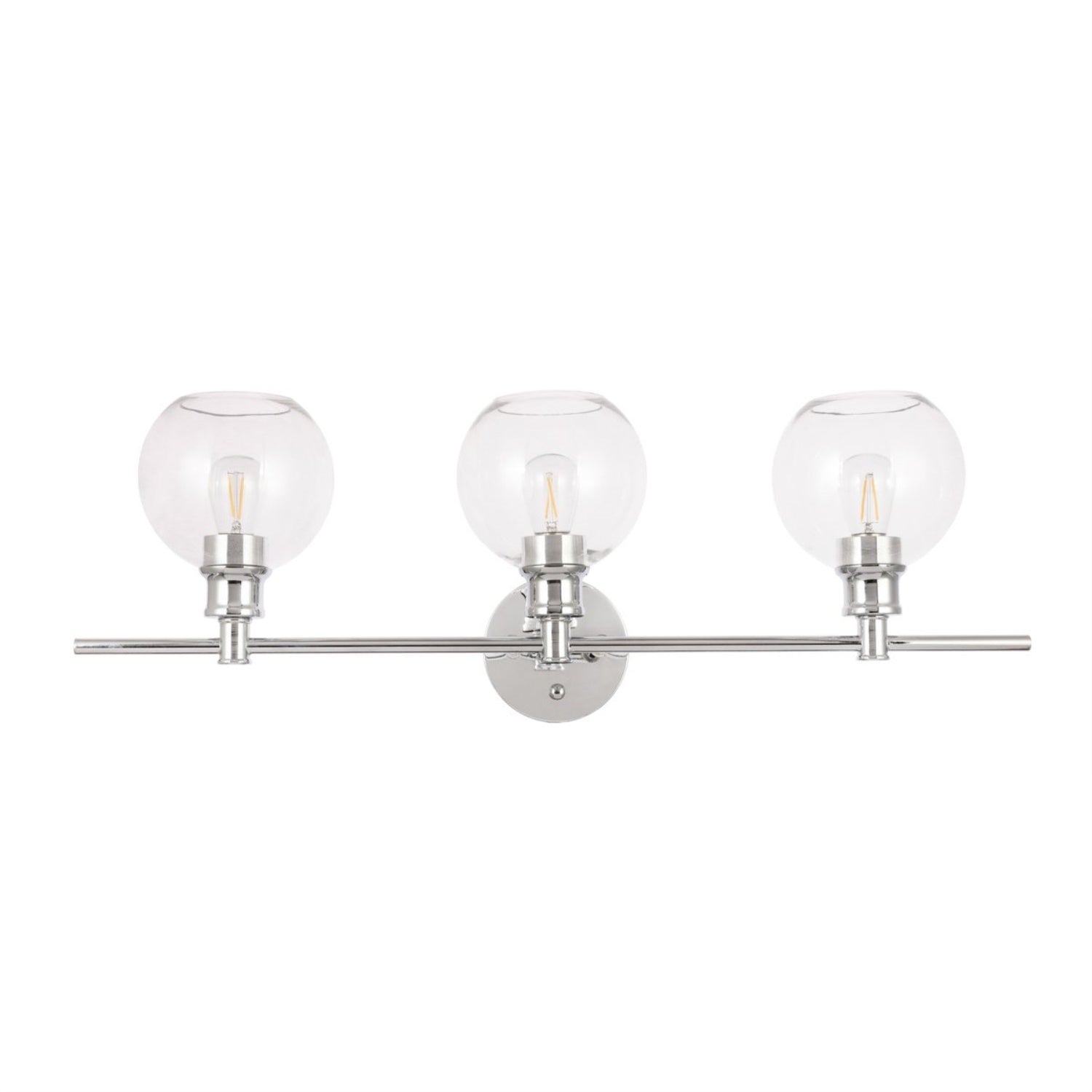 Living District 3 Light Wall Sconce, Industrial Mid-Century, Chrome & Clear Glass, Model LD2318C