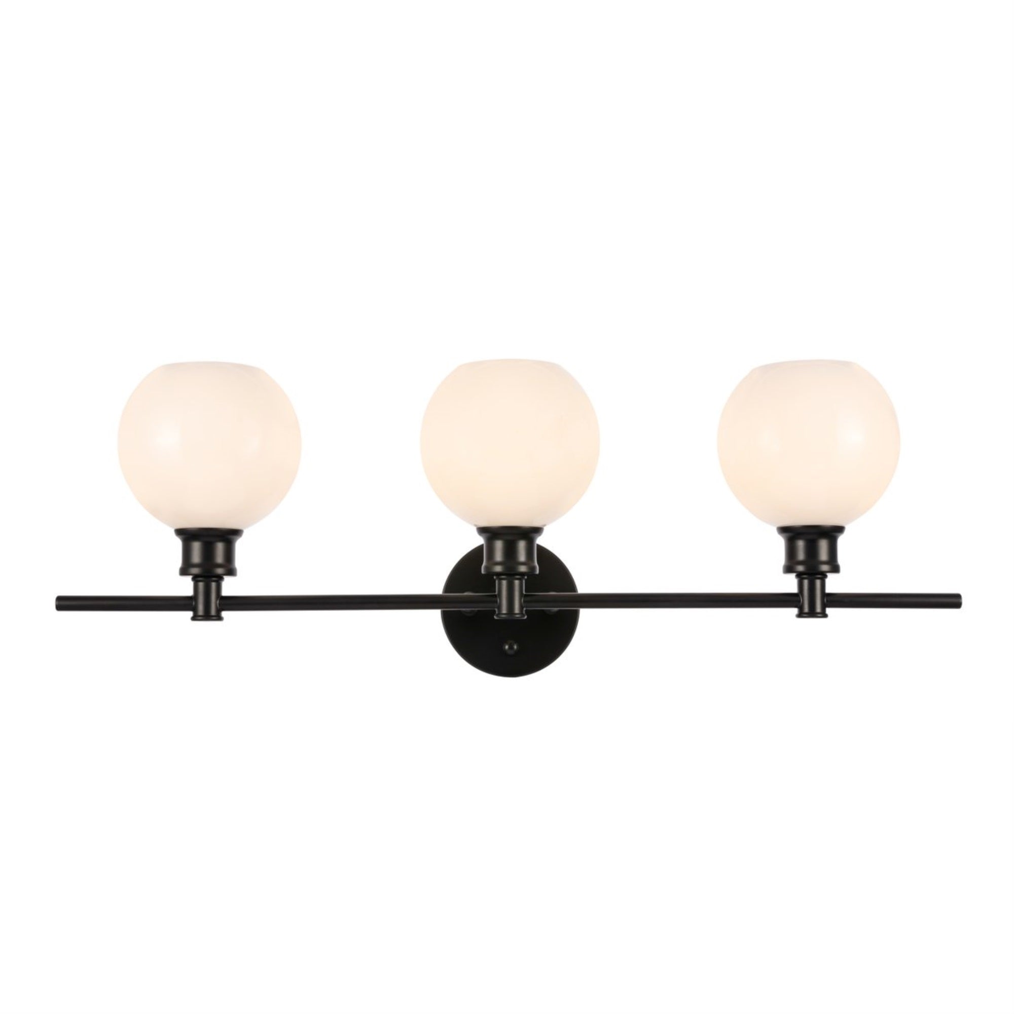 Living District 3-Light Wall Sconce, Metal, Black & Frosted White Glass, Model LD2319BK