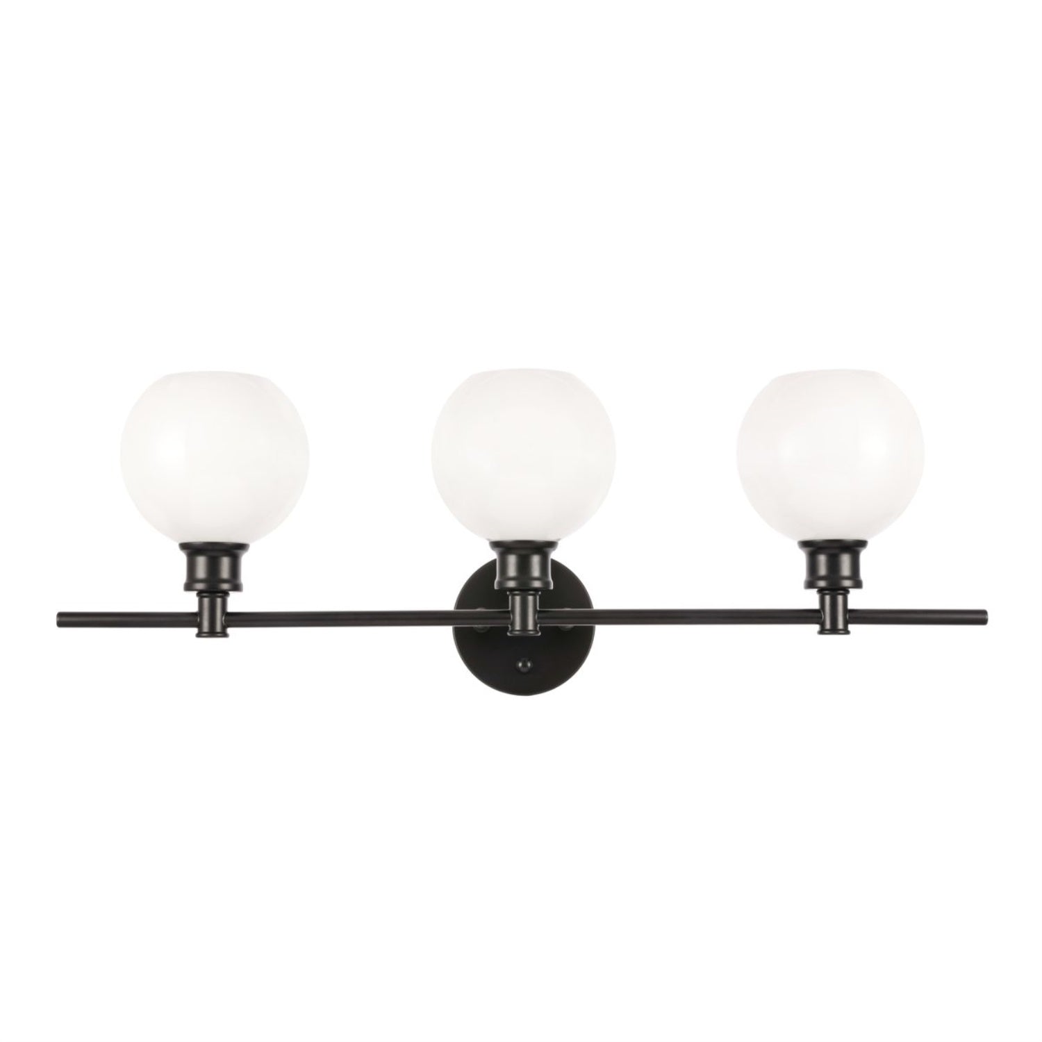 Living District 3-Light Wall Sconce, Metal, Black & Frosted White Glass, Model LD2319BK
