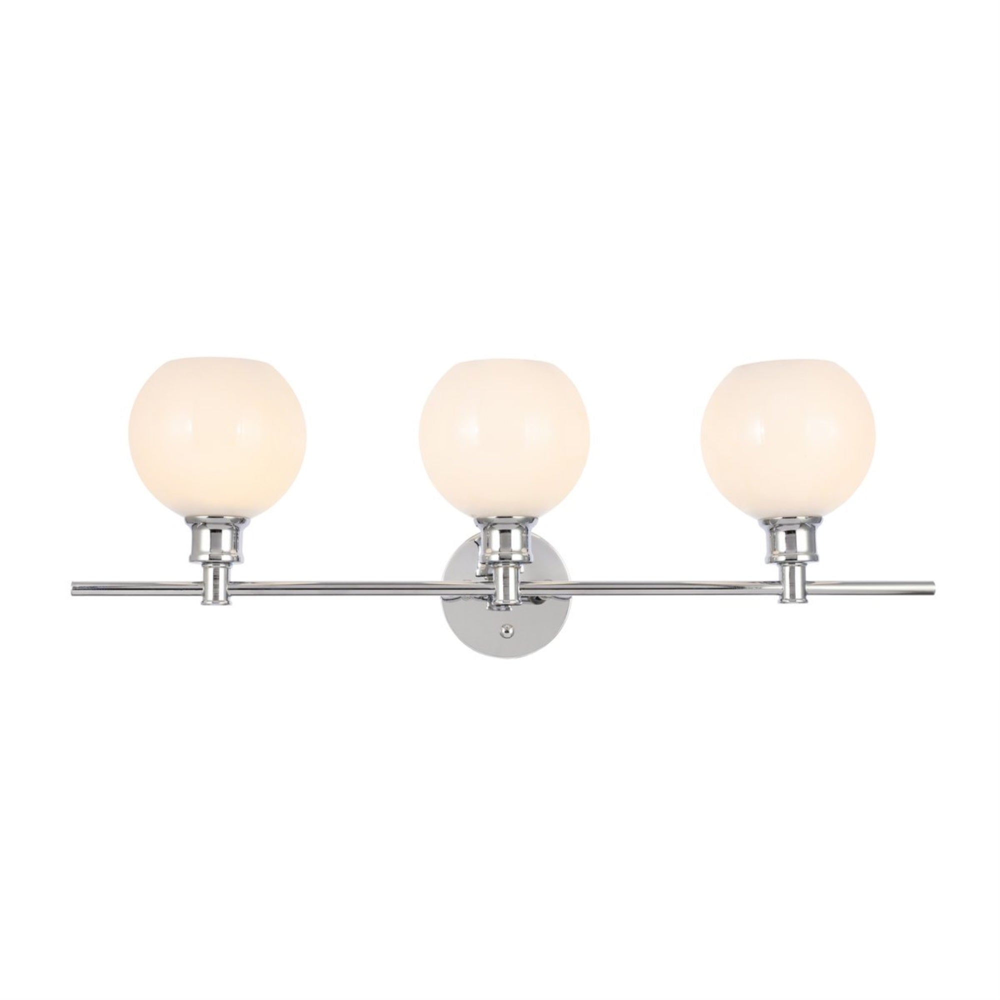 Living District Collier 3-Light Wall Sconce, Metal, Chrome & Frosted White, Model LD2319C