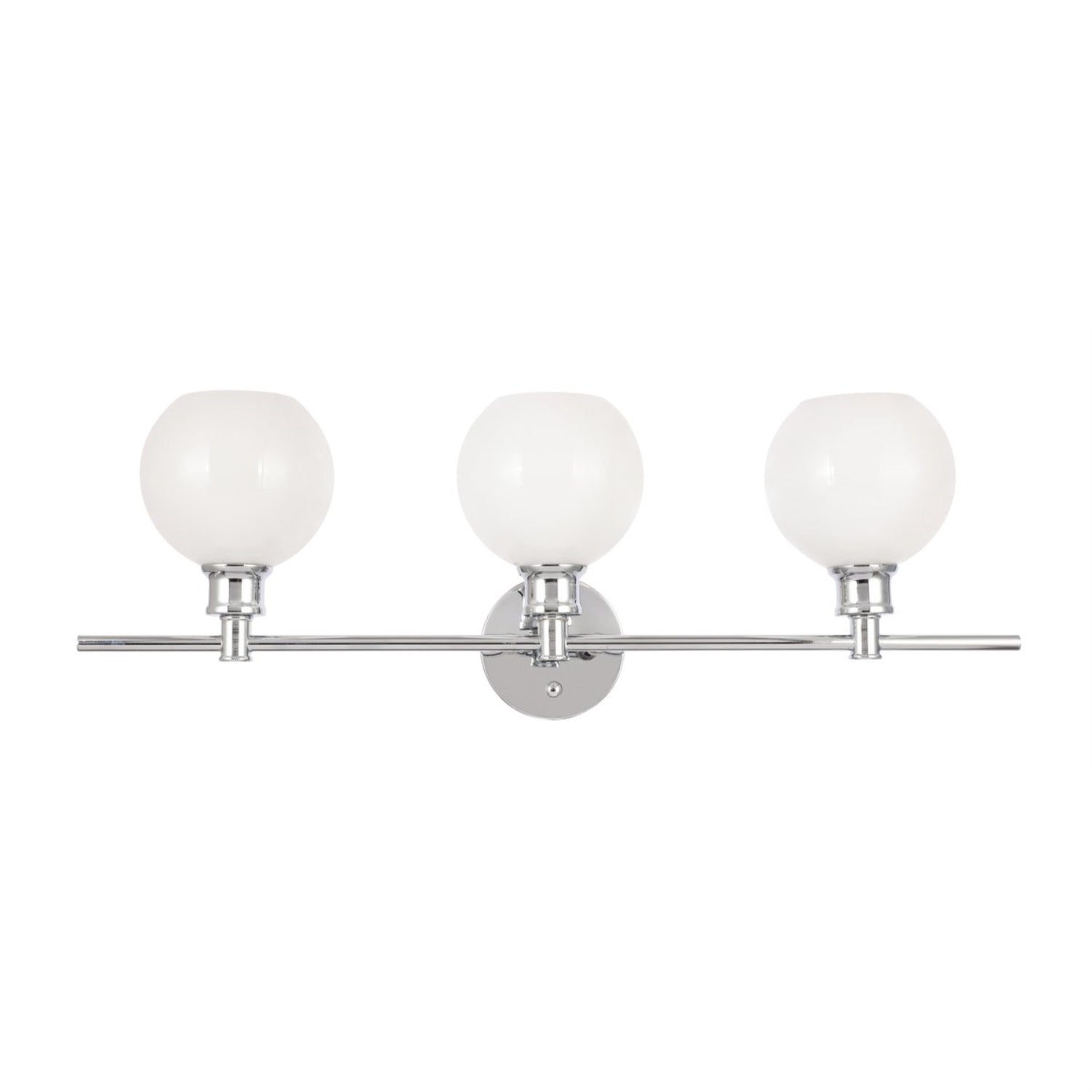 Living District Collier 3-Light Wall Sconce, Metal, Chrome & Frosted White, Model LD2319C