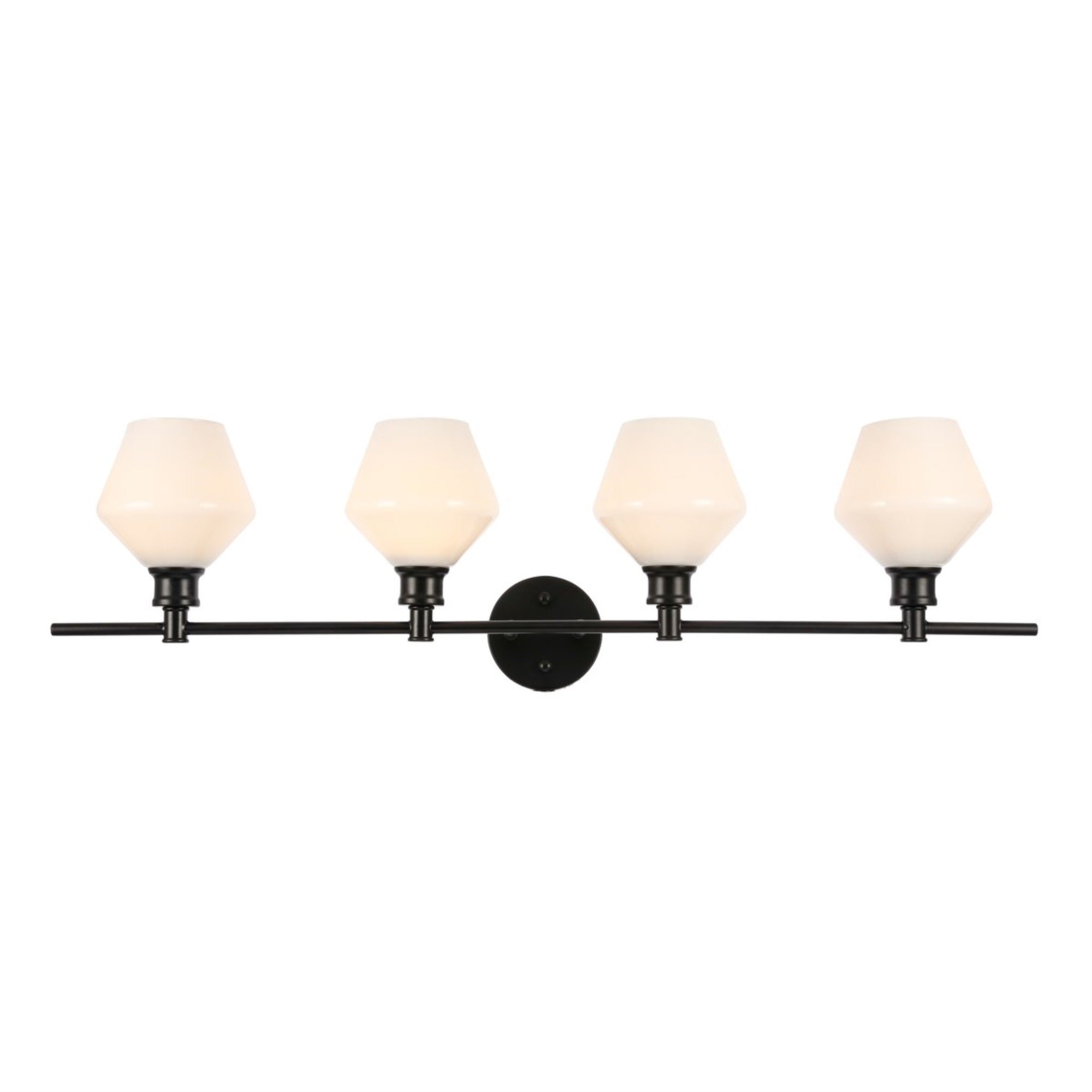 Living District 4 Light Wall Sconce, Mid-Century Modern, Iron, Black & Frosted White Glass, Model LD2321BK