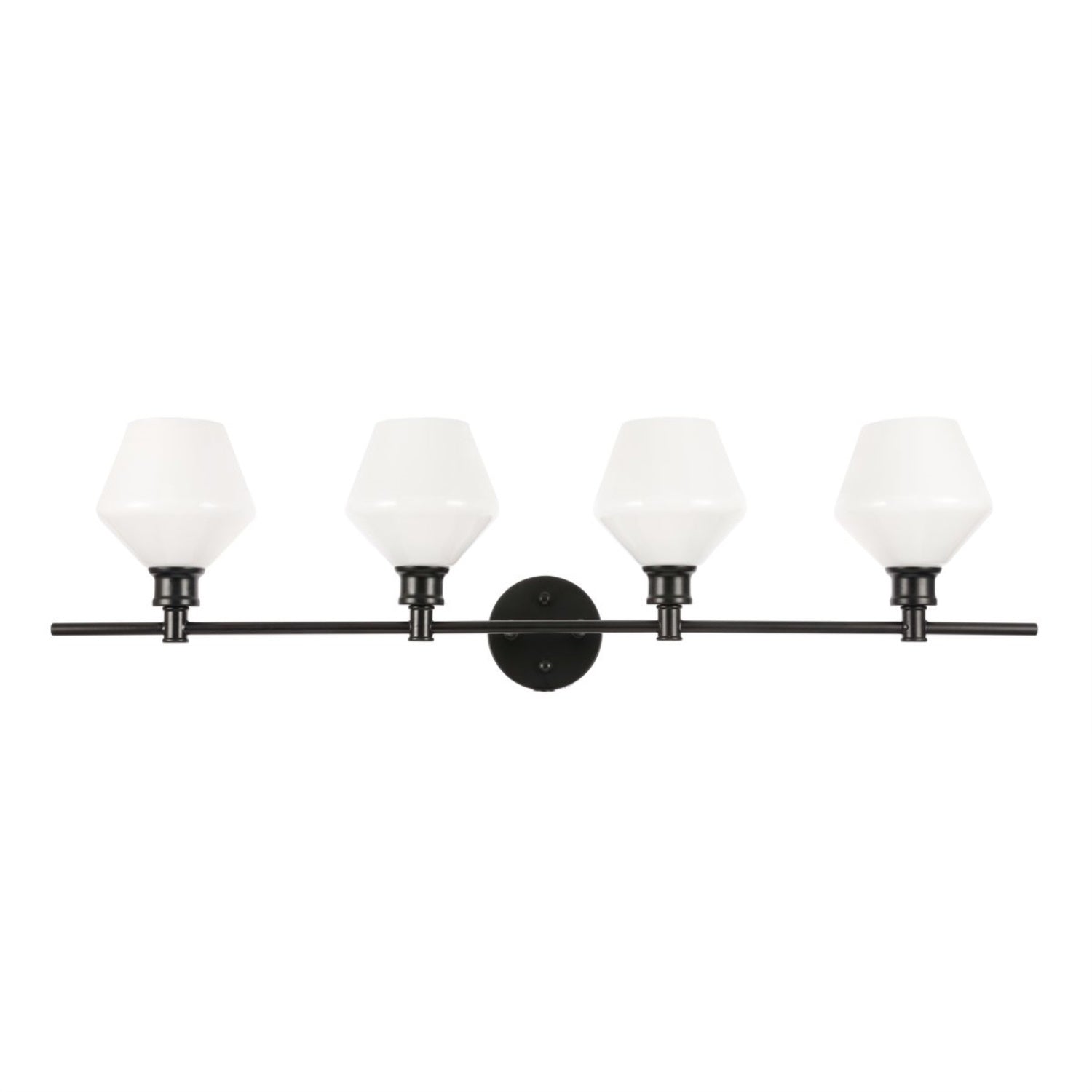 Living District 4 Light Wall Sconce, Mid-Century Modern, Iron, Black & Frosted White Glass, Model LD2321BK