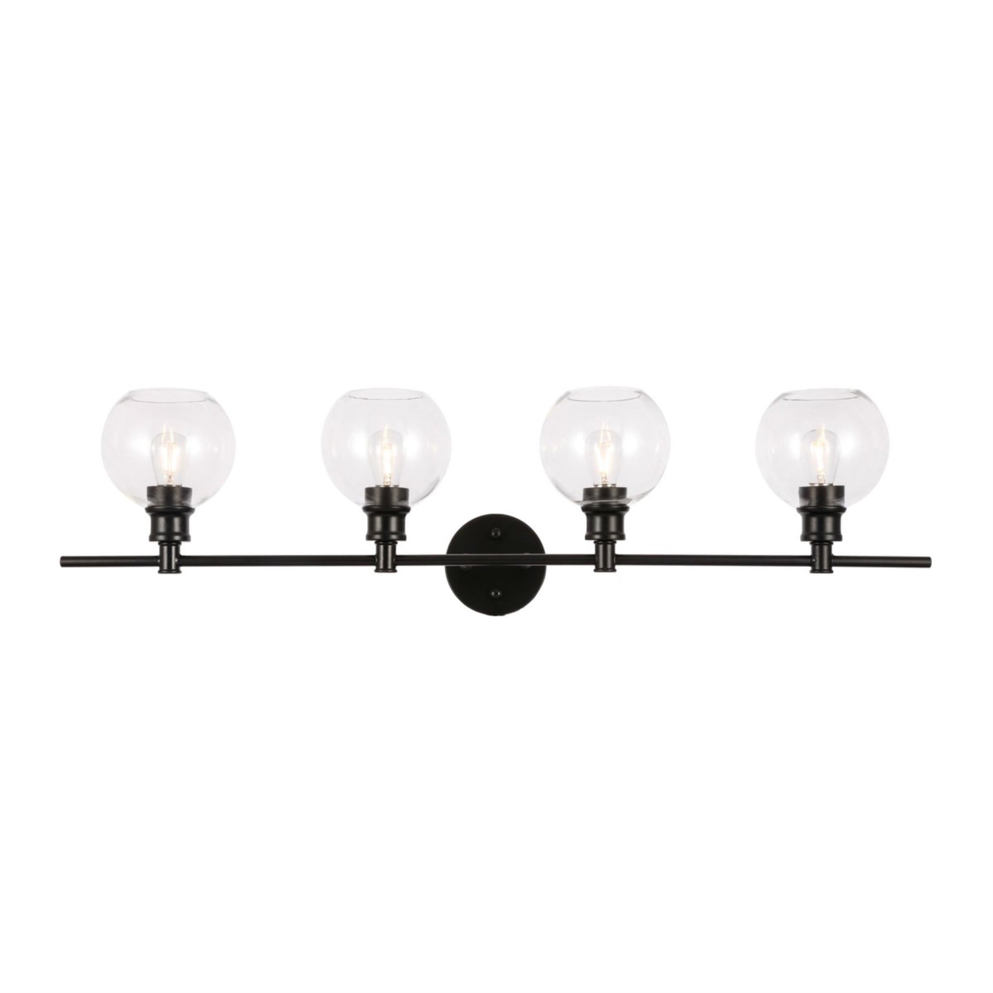 Living District 4-Light Metal Wall Sconce, Iron, Black, LD2322BK, Clear Glass