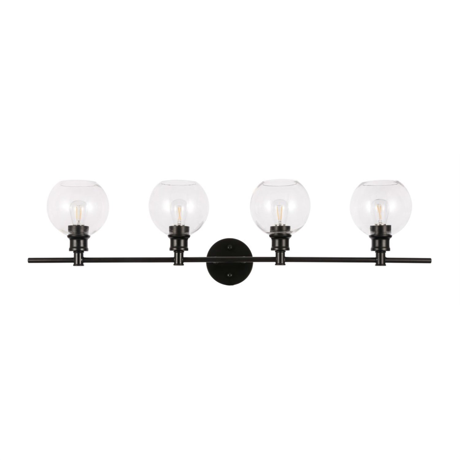 Living District 4-Light Metal Wall Sconce, Iron, Black, LD2322BK, Clear Glass