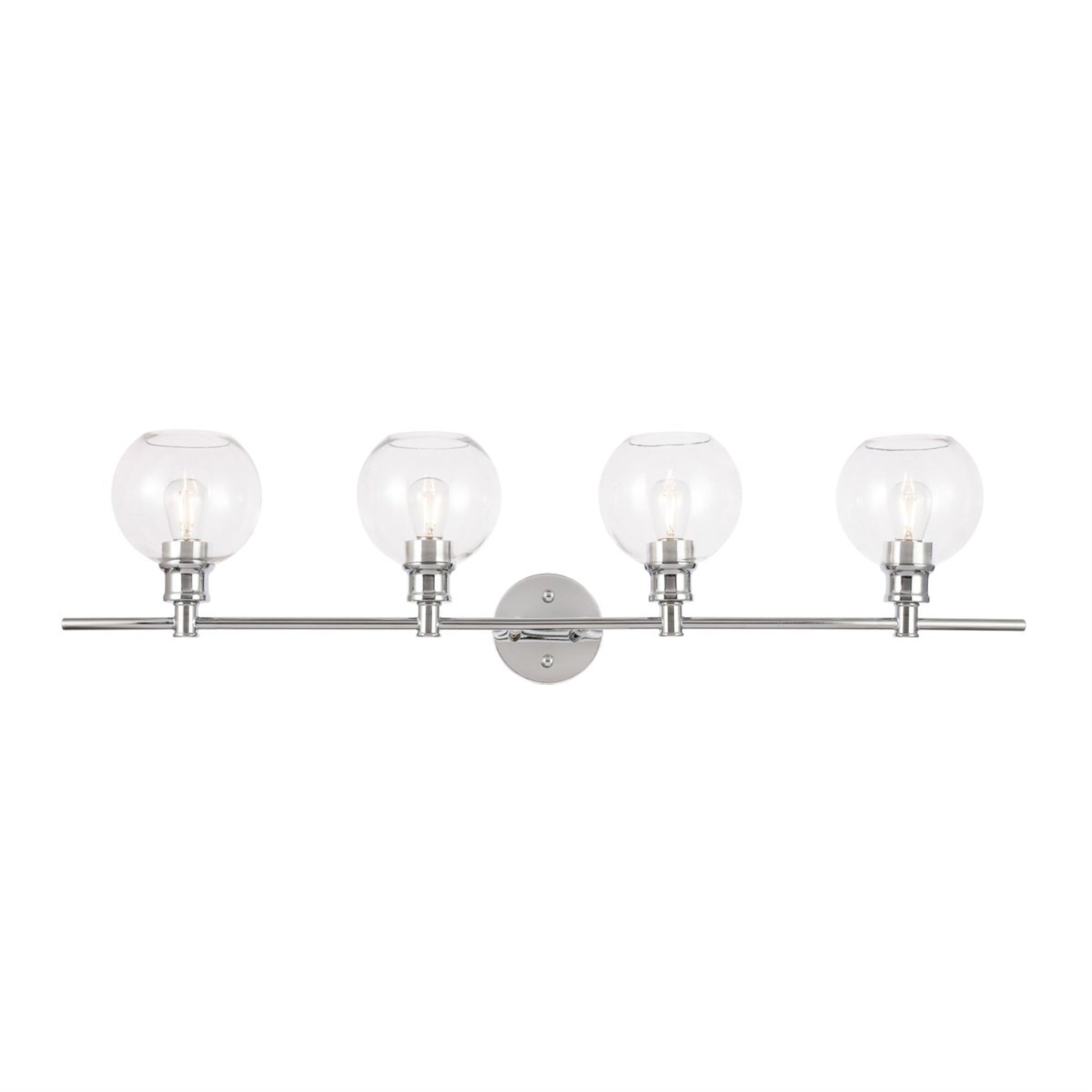 Elegant Lighting Living District 4-Light Wall Sconce, Chrome Metal, Clear Glass, Model LD2322C