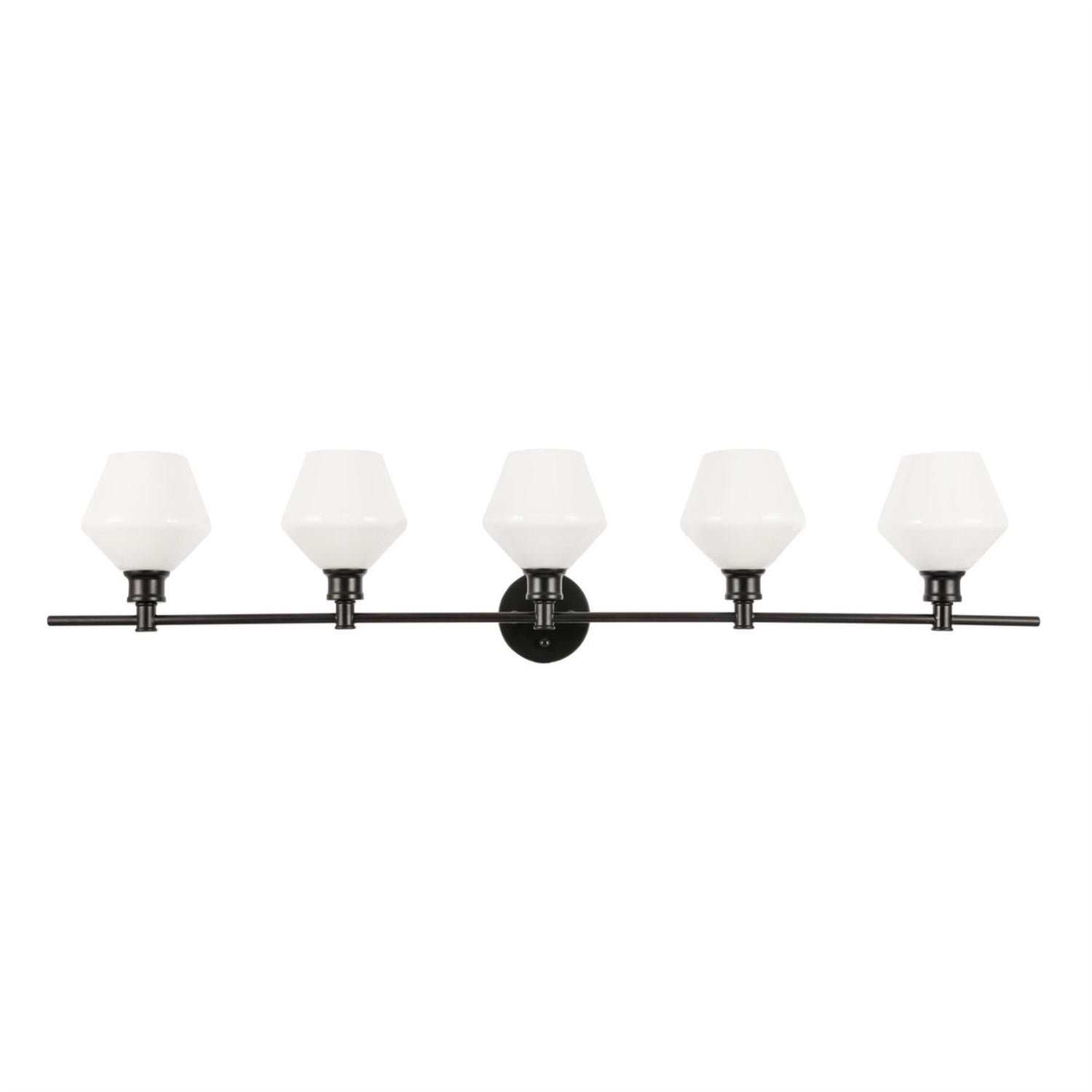 Living District Wall Sconce, 5 Light, Metal, Black and Frosted White Glass, 47inL x 8inW x 10.2inH, Model LD2325BK