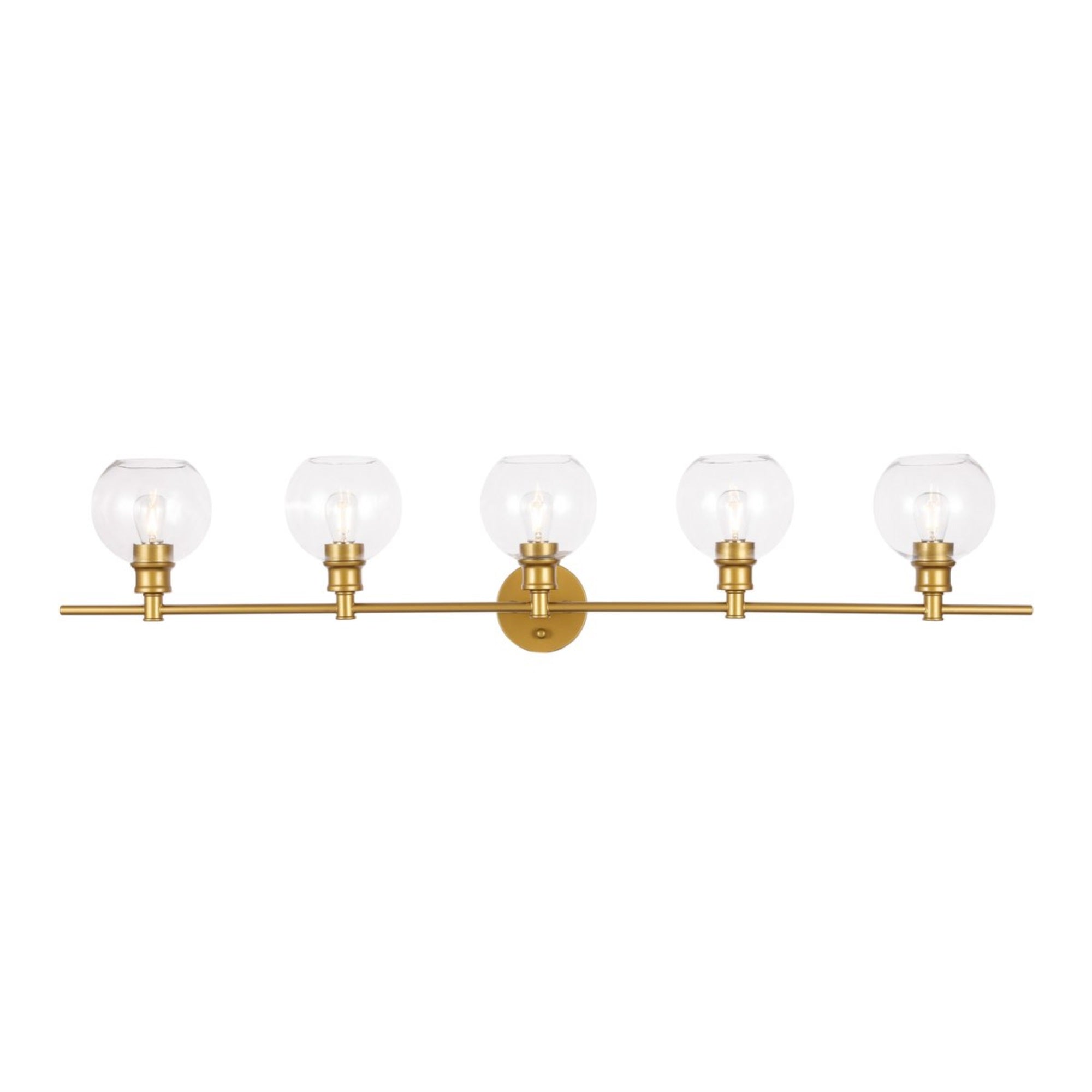 Collier 5 light Brass and Clear glass Wall sconce