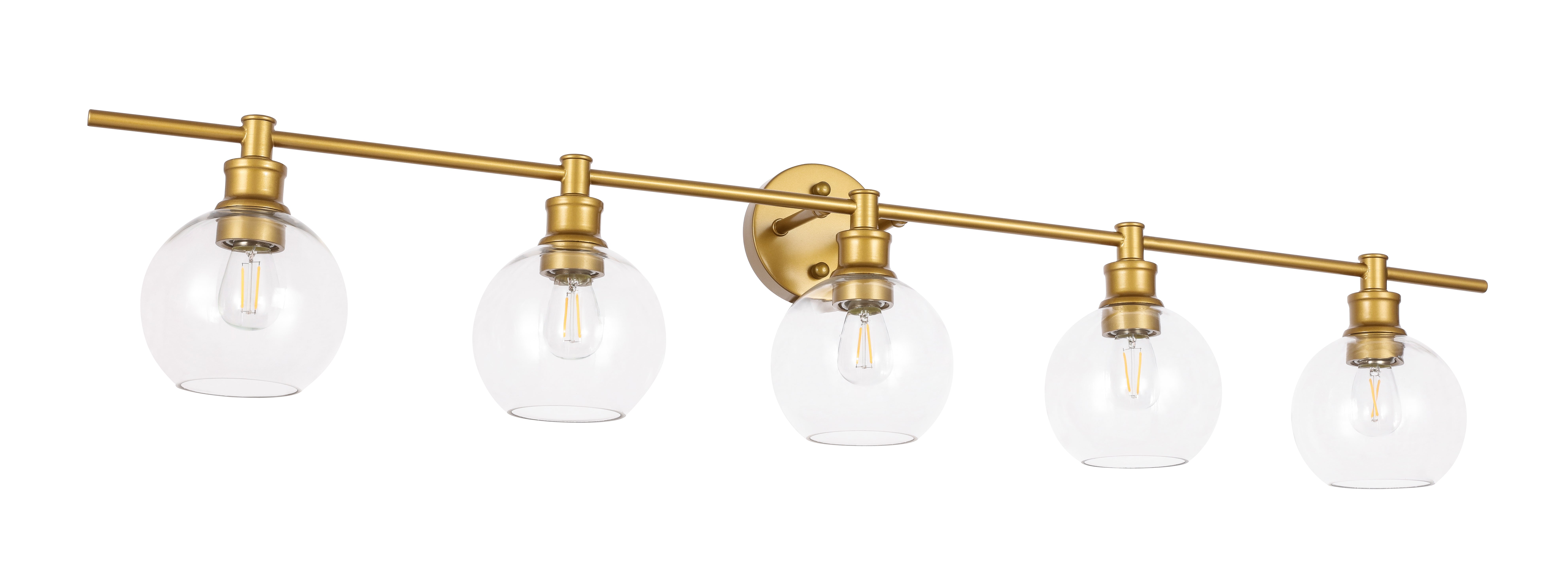 Collier 5 light Brass and Clear glass Wall sconce