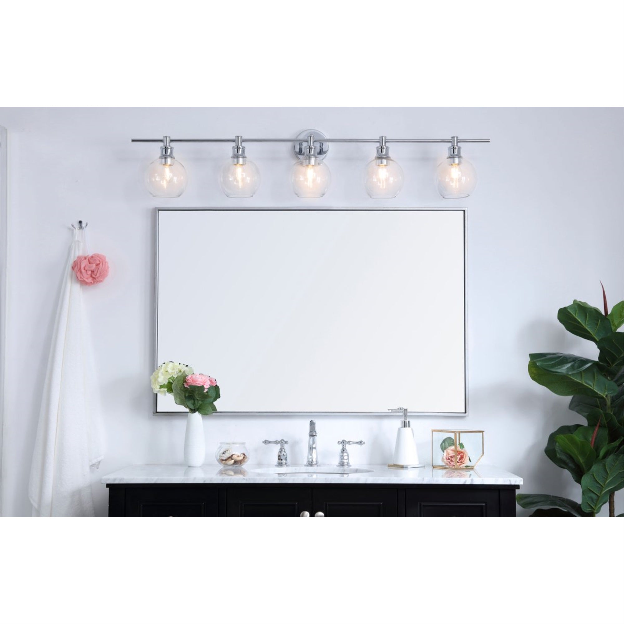 Collier 5 light Chrome and Clear glass Wall sconce