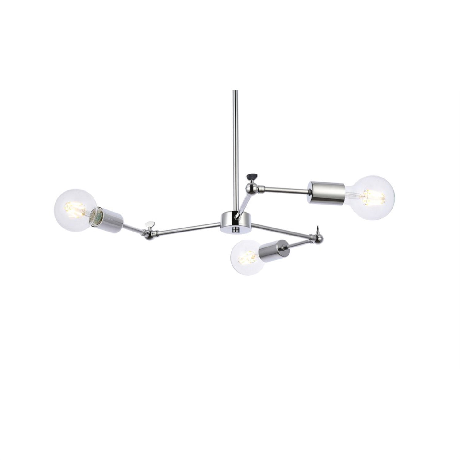Living District Chrome Pendant Light, 3 Lights, Metal, 28.4inW x 1.6inH, Model LD2340C