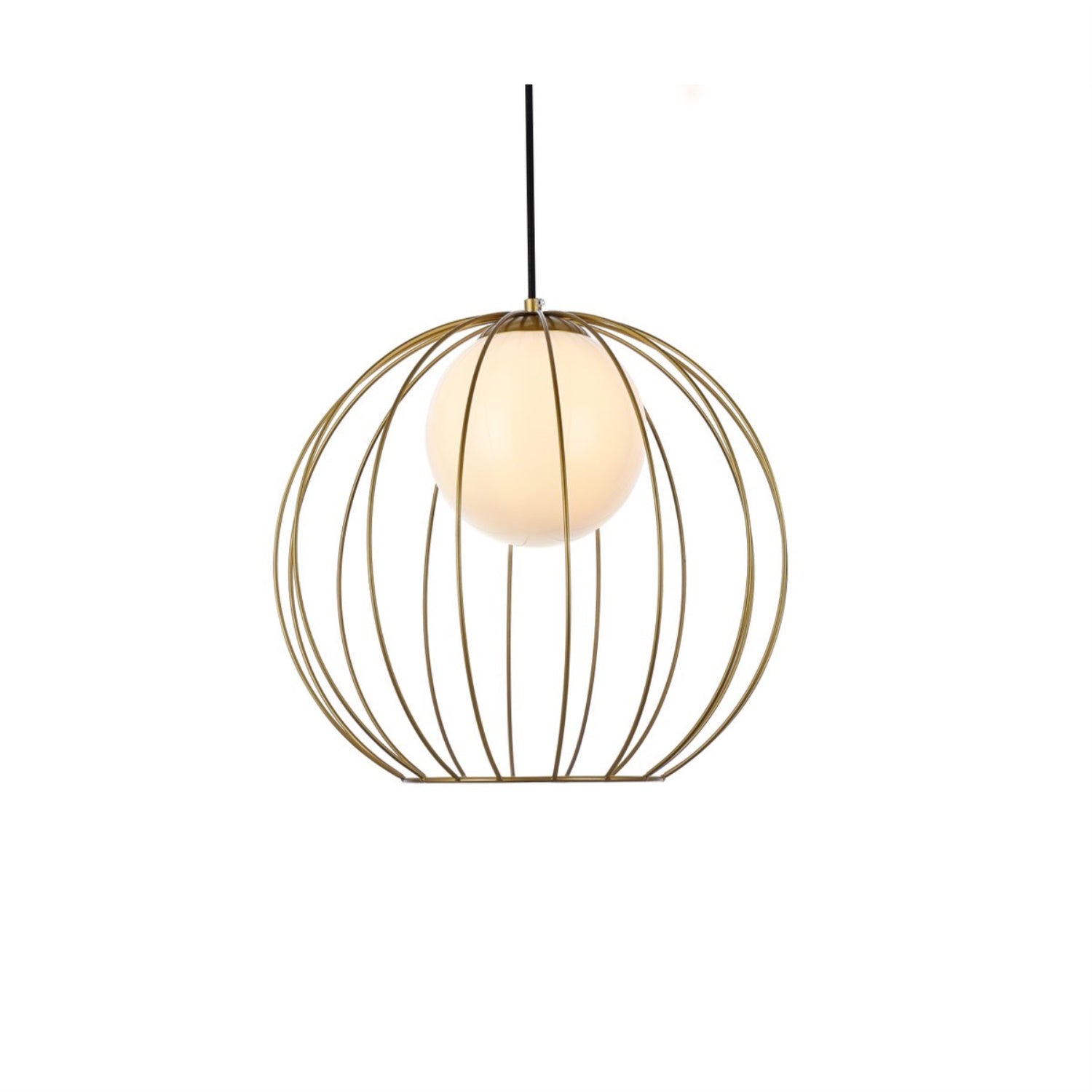 Living District 1-Light Metal Pendant, Mid-Century Design, Brass and White, Model LD2345BR