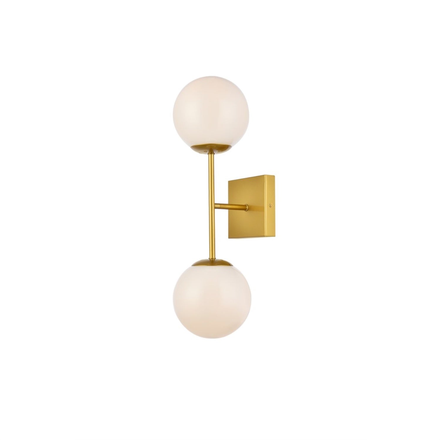 Neri 2 lights brass and white glass wall sconce