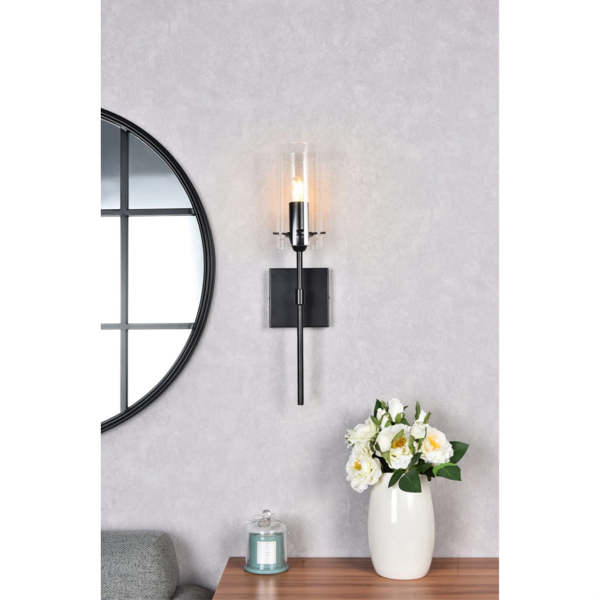 Elsreth 1 light black wall sconce