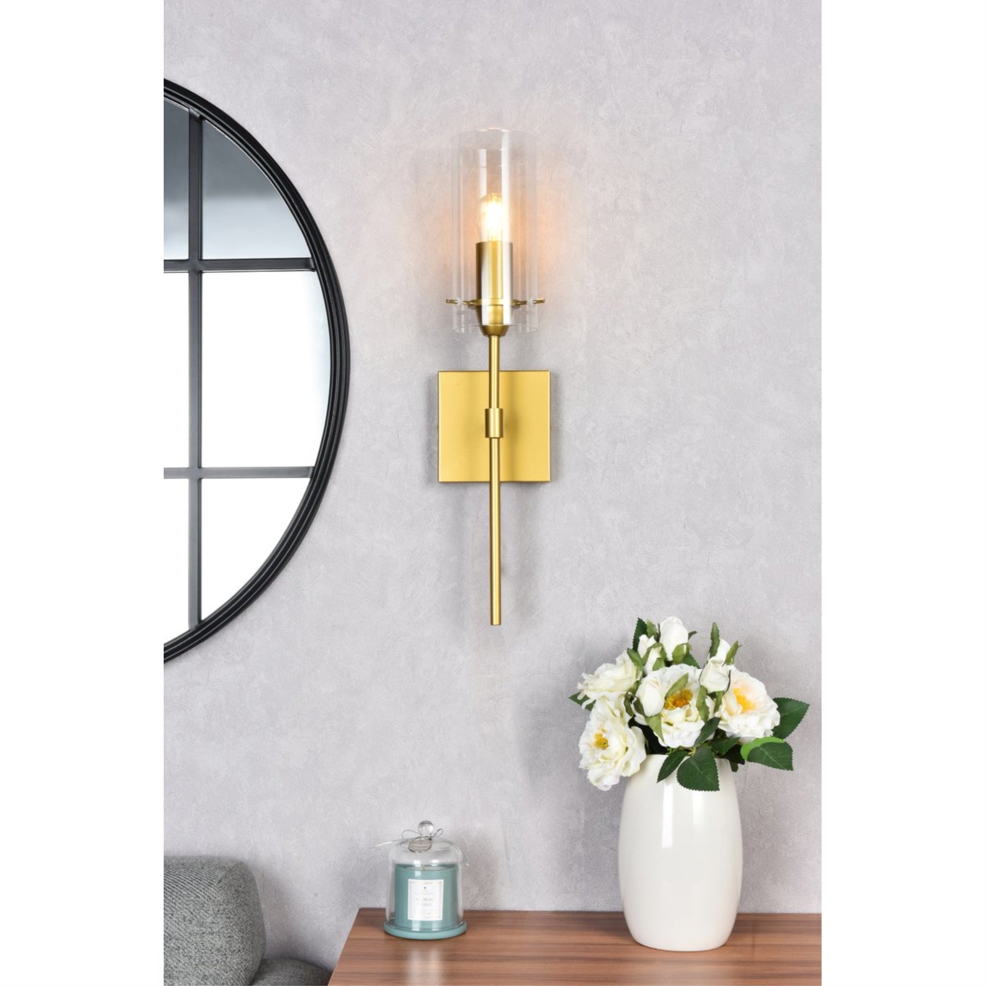 Elsreth 1 light brass wall sconce