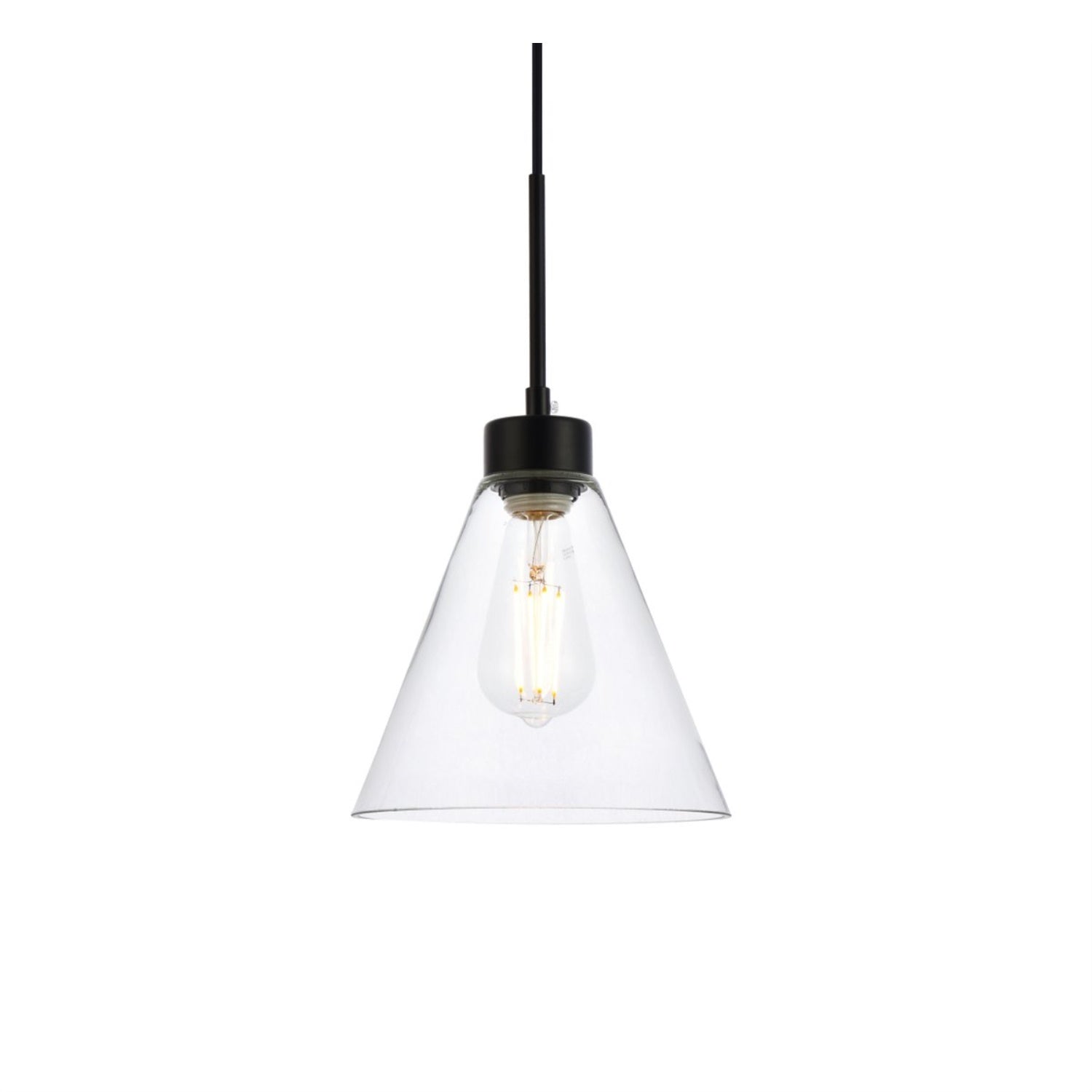 Living District Mera 1-Light Mid-Century Metal Pendant In Black And Clear