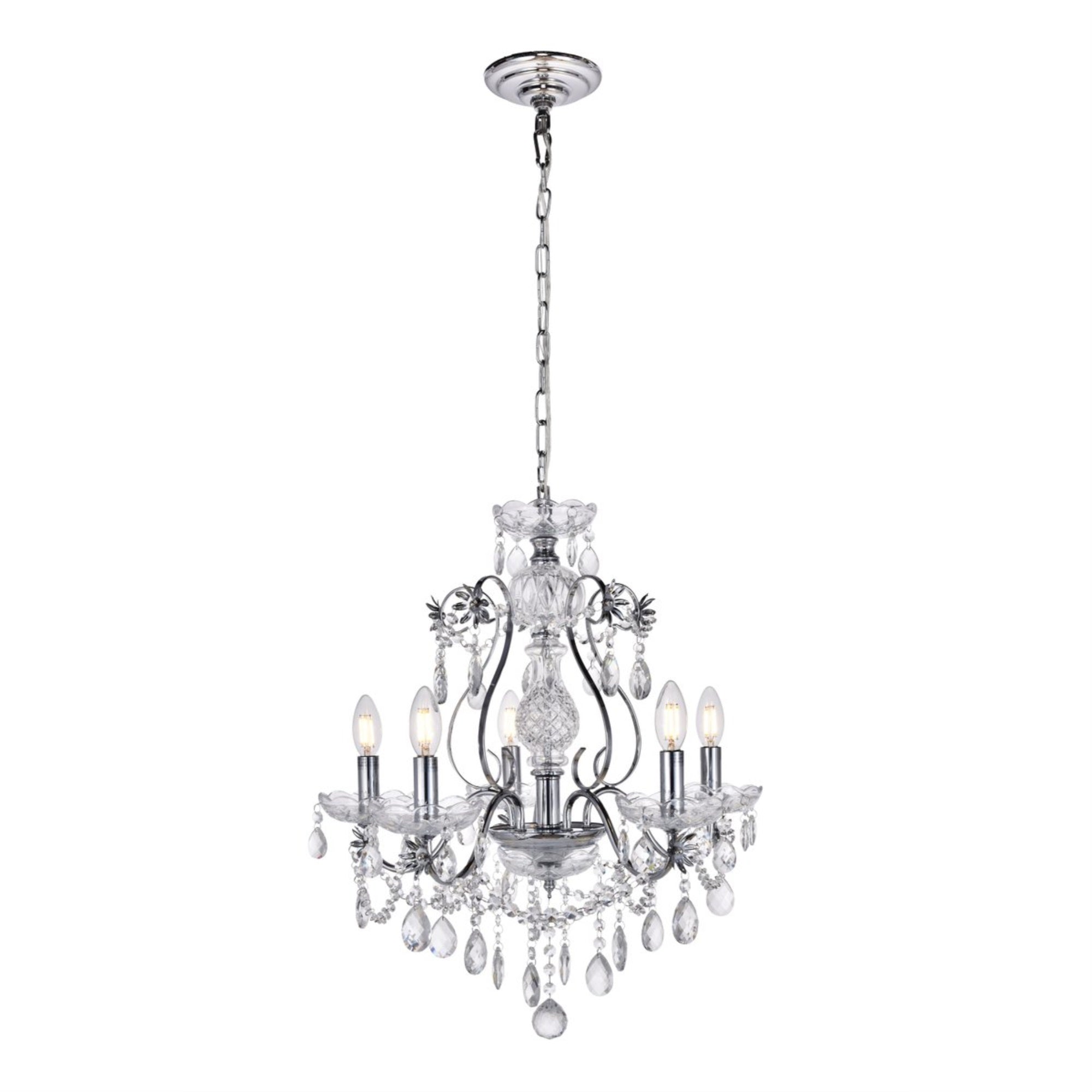 Elegant Lighting Voltaire 5 Light Crystal Chandelier 22in Wide Chrome LD4005D22C