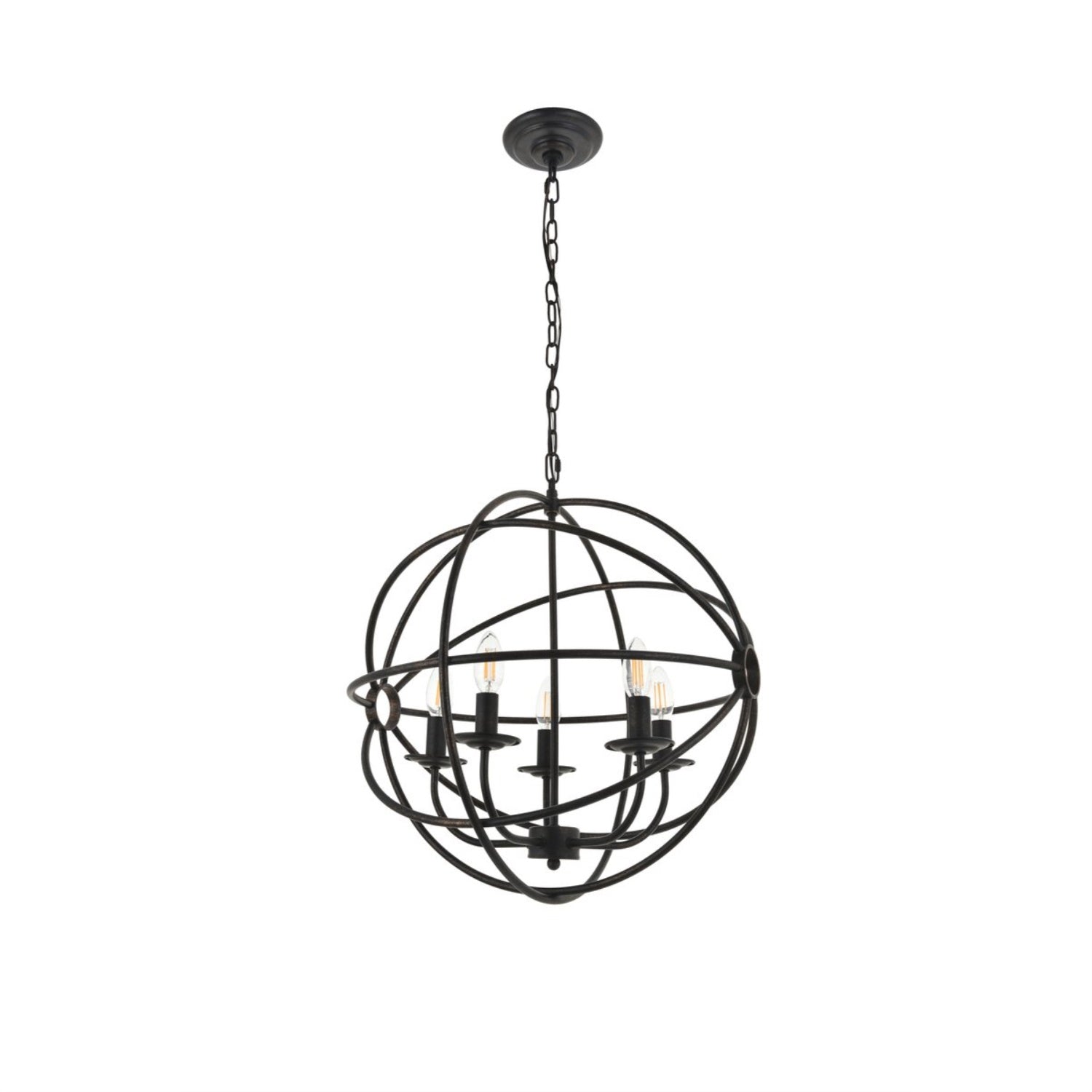 Elegant Lighting Octavia 5-Light Pendant, Dark Brown Metal, Model LD4006D20DB