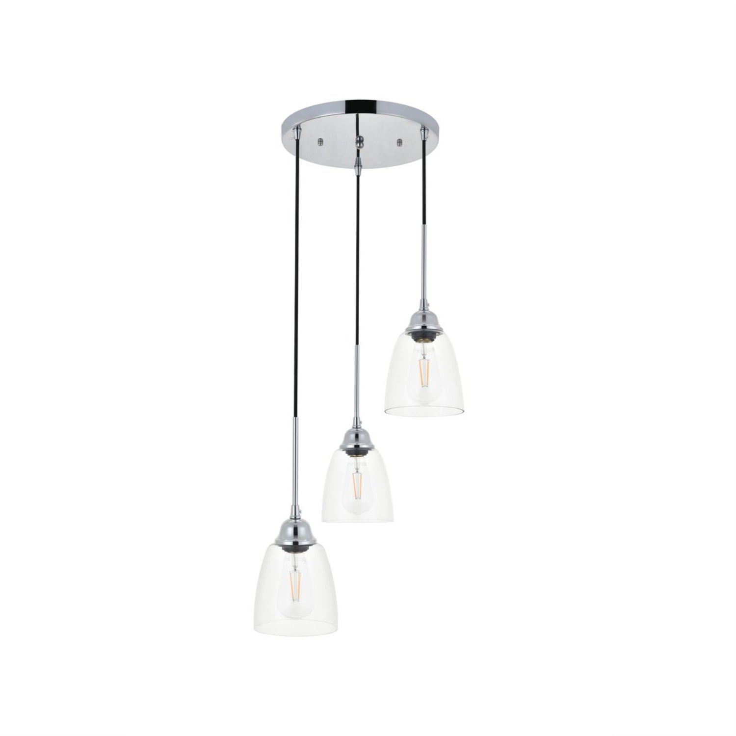 Living District Felicity 3 Light Chrome Pendant