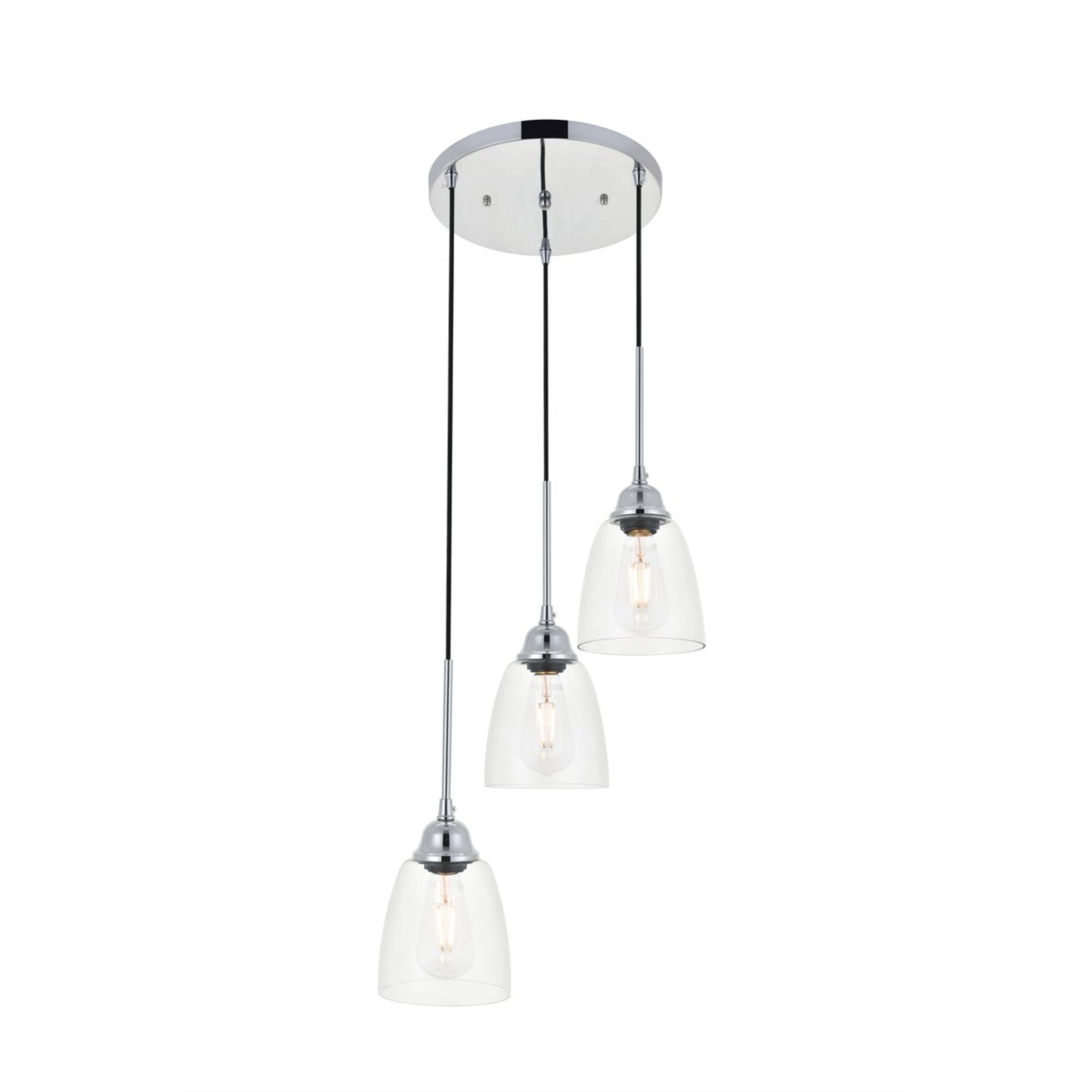 Living District Felicity 3 Light Chrome Pendant