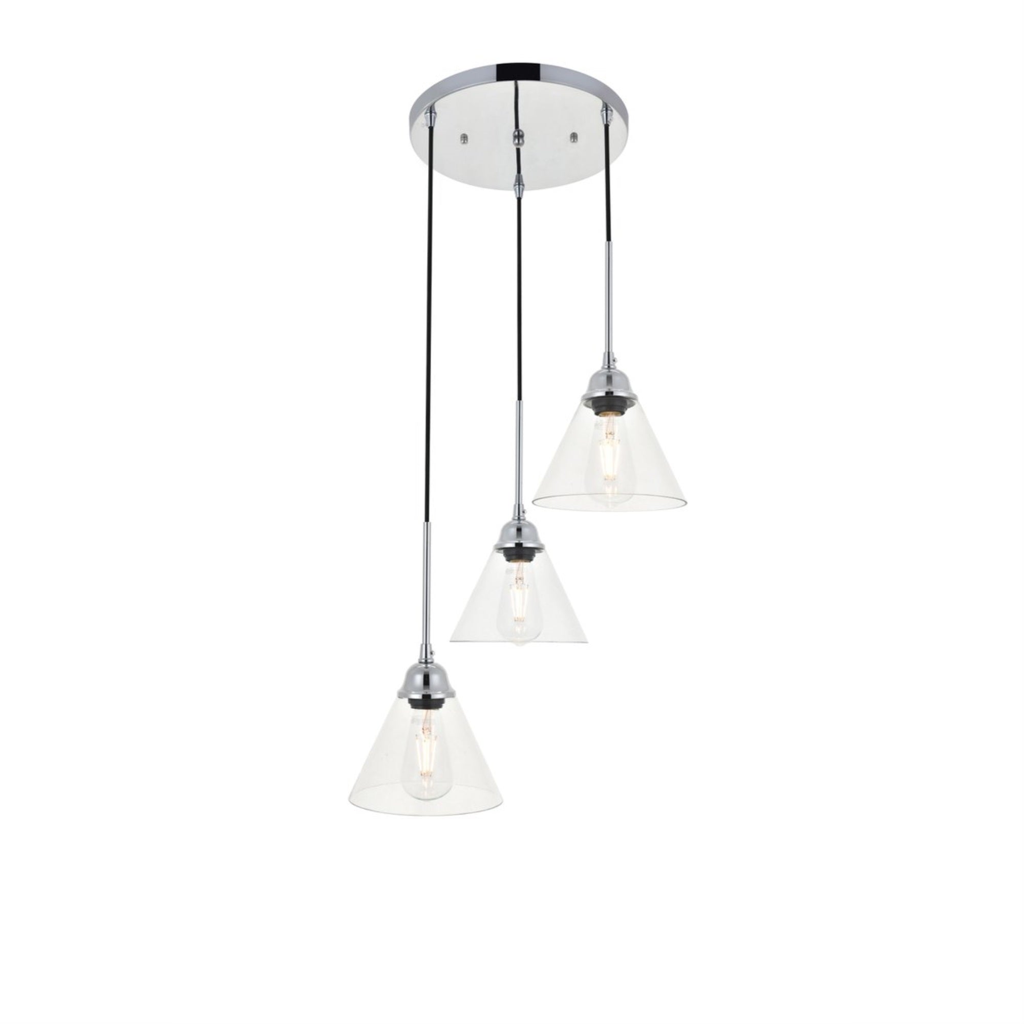Living District Chrome 3-Light Pendant Light – Modern Indoor Ceiling Fixture, 17.9&quot;W X 7.1&quot;H