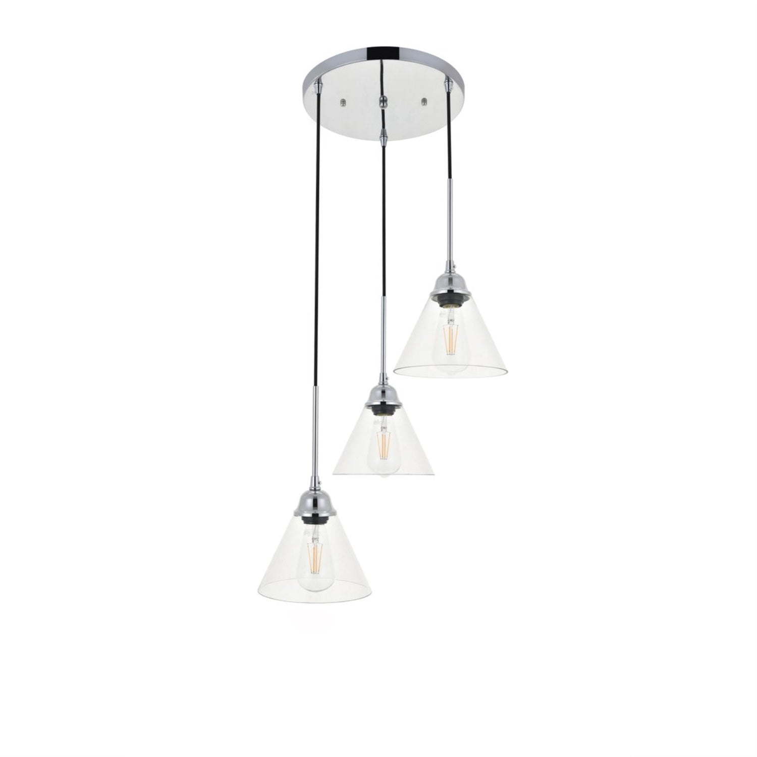 Living District Chrome 3-Light Pendant Light – Modern Indoor Ceiling Fixture, 17.9&quot;W X 7.1&quot;H