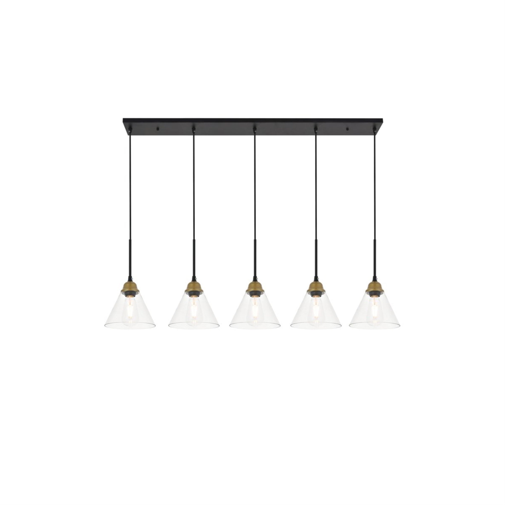 Living District Histoire 5 Light Brass And Black Pendant