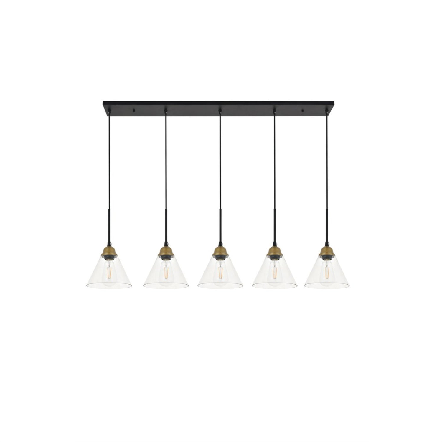 Living District Histoire 5 Light Brass And Black Pendant