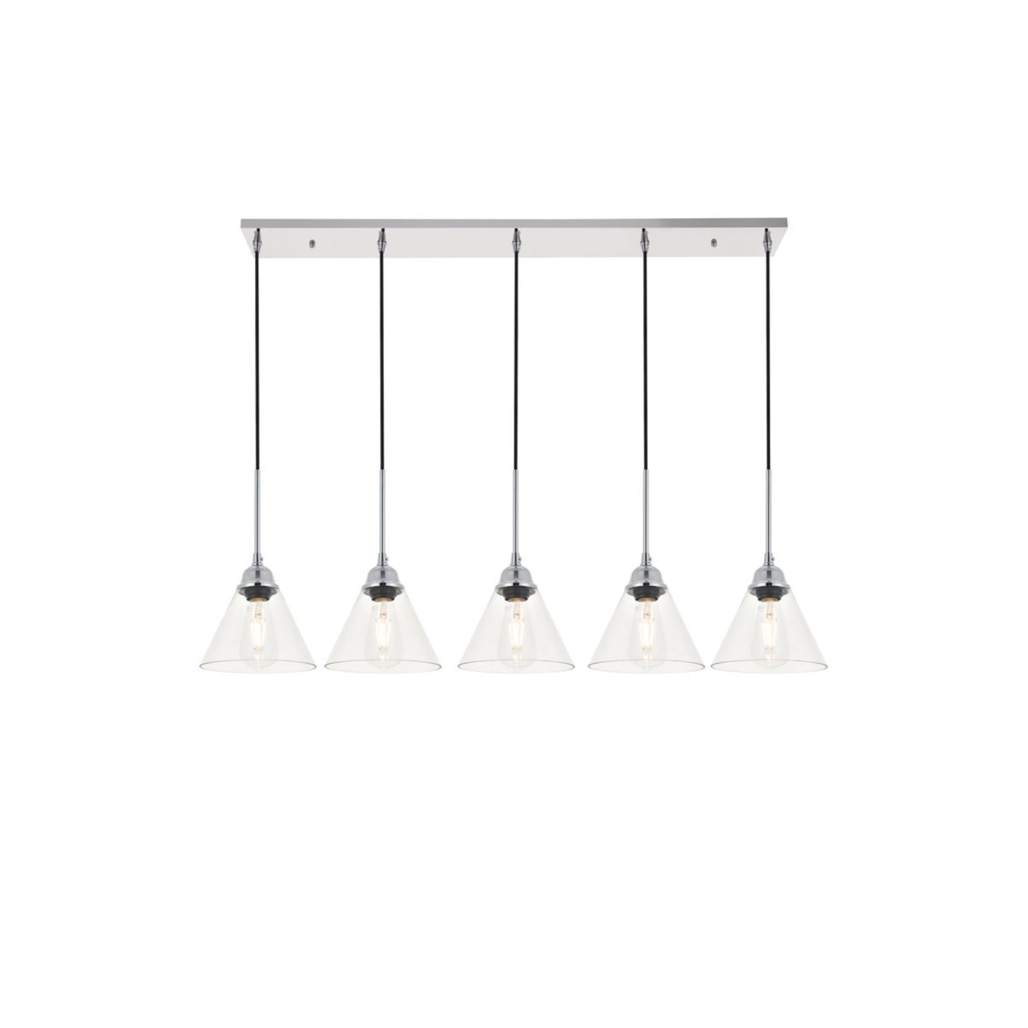 Living District Histoire 5-Light Chrome Pendant Light Fixture - Glass & Clear Design