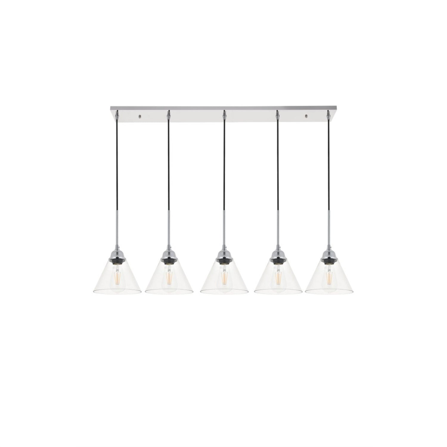 Living District Histoire 5-Light Chrome Pendant Light Fixture - Glass & Clear Design