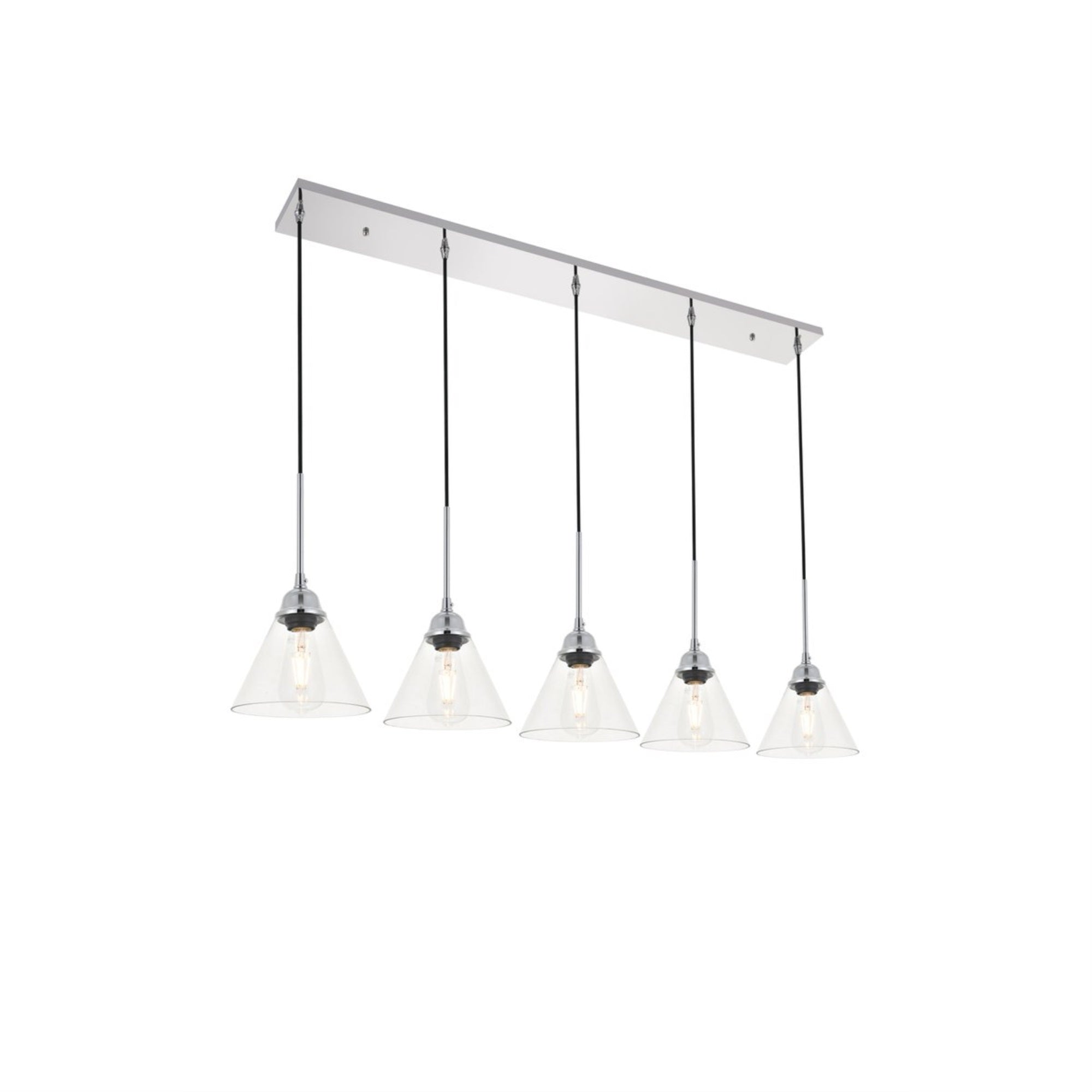 Living District Histoire 5-Light Chrome Pendant Light Fixture - Glass & Clear Design