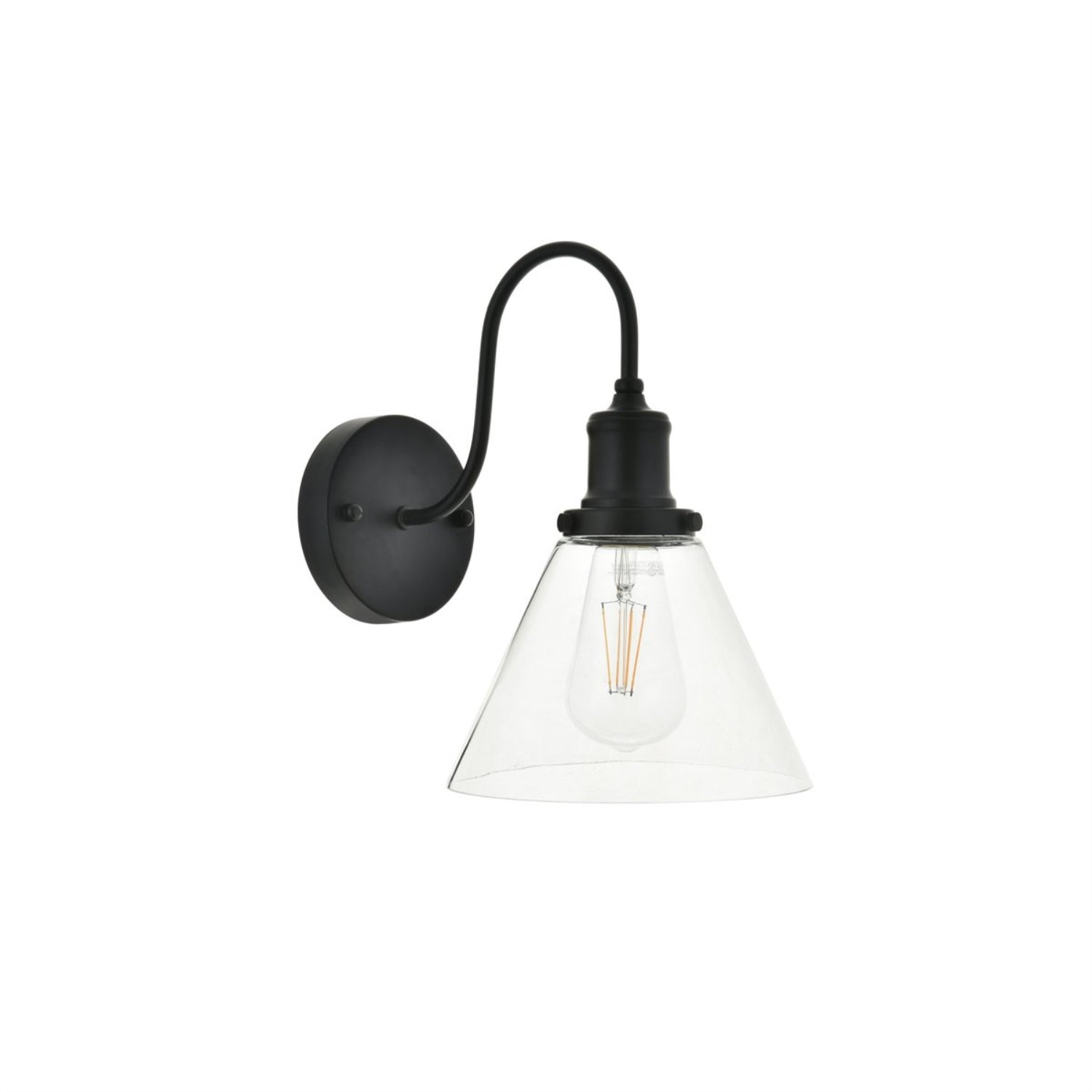 Living District Histoire 1-Light Wall Sconce, Metal, Black and Clear, Model LD4017W7BK
