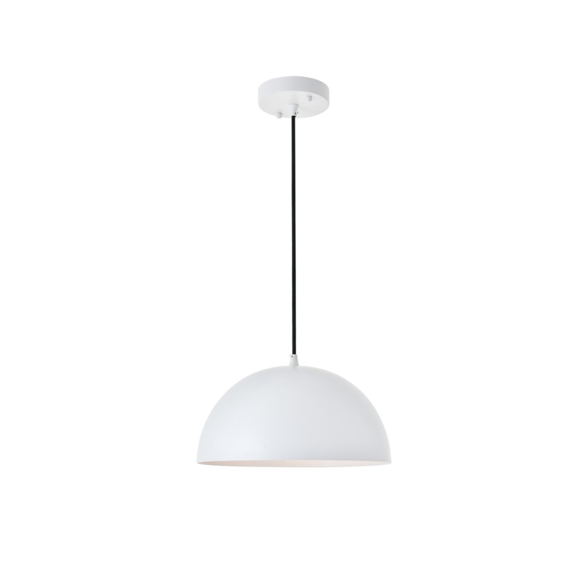 Living District Forte 1-Light Pendant Light, Metal, White Finish, Model LD4022D12WH