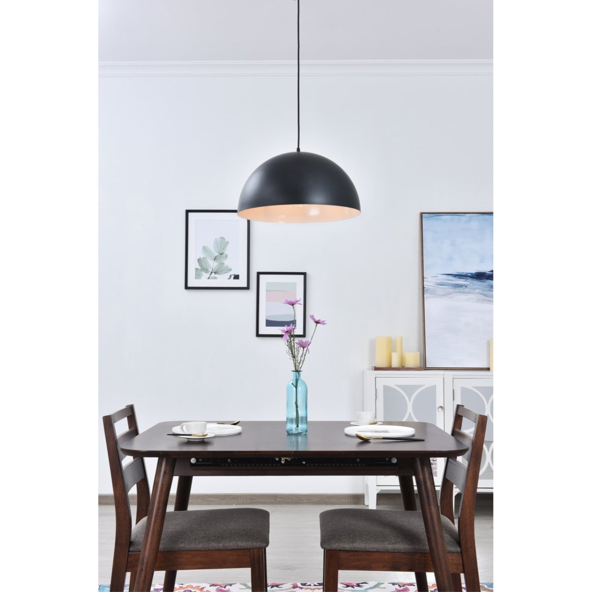 Living District Forte Pendant Light, 1 Lt, Metal, Black, Model LD4025D16BK