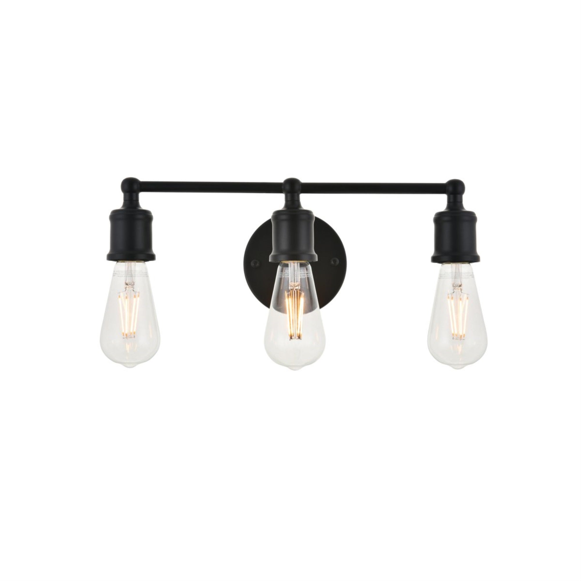 Living District 3-Light Mid-Century Metal Wall Sconce, Black, Model LD4028W16BK
