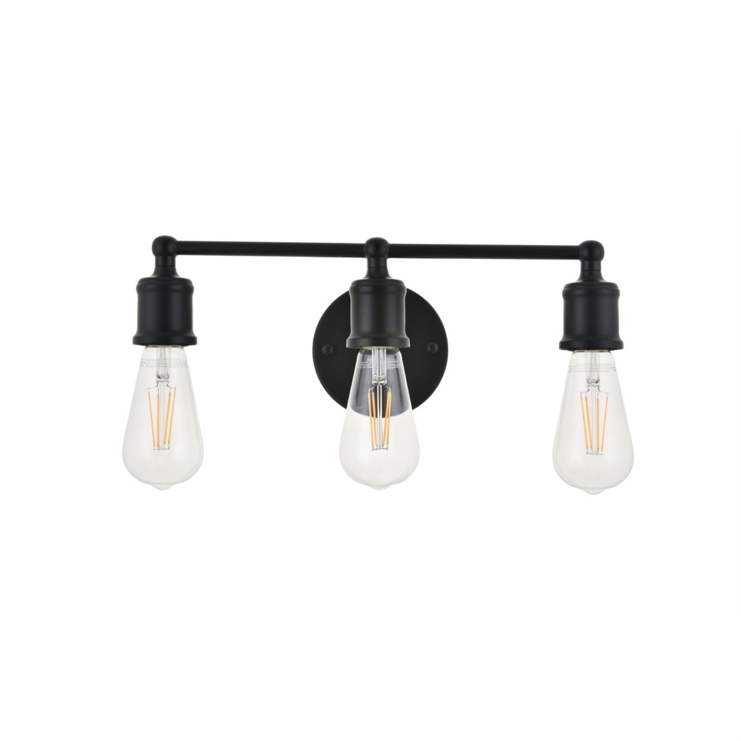 Living District 3-Light Mid-Century Metal Wall Sconce, Black, Model LD4028W16BK
